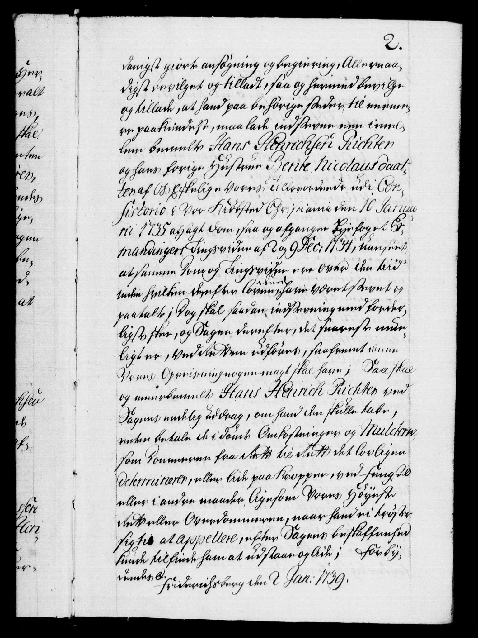 Danske Kanselli 1572-1799, AV/RA-EA-3023/F/Fc/Fca/Fcaa/L0031: Norske registre, 1739-1740, p. 2a