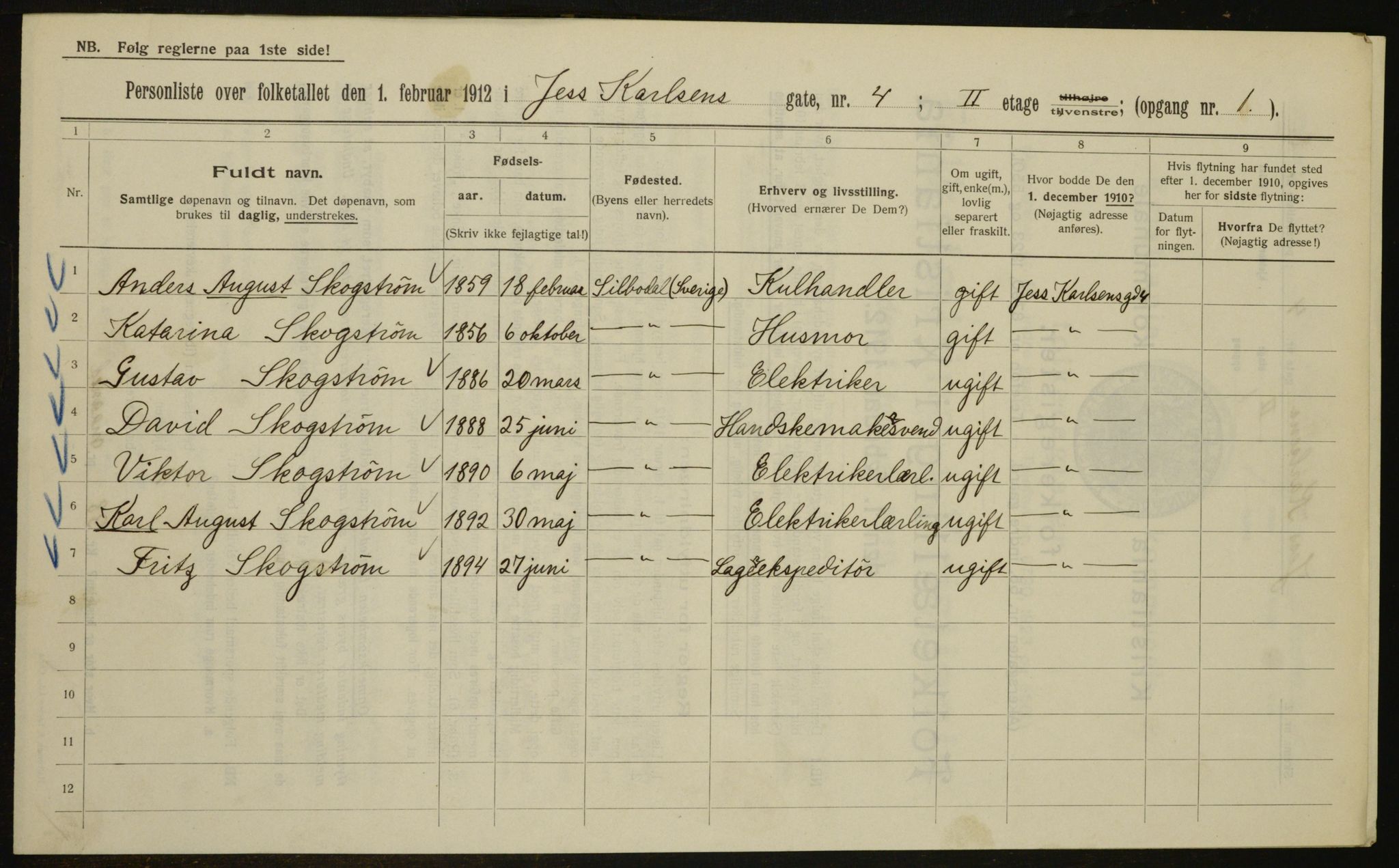 OBA, Municipal Census 1912 for Kristiania, 1912, p. 47319