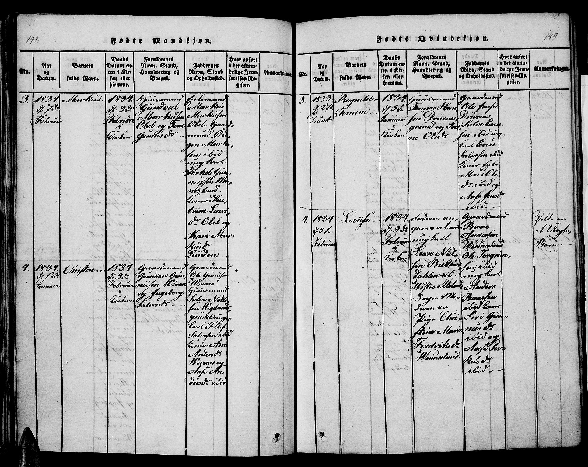 Vennesla sokneprestkontor, AV/SAK-1111-0045/Fb/Fbb/L0001: Parish register (copy) no. B 1, 1820-1834, p. 148-149