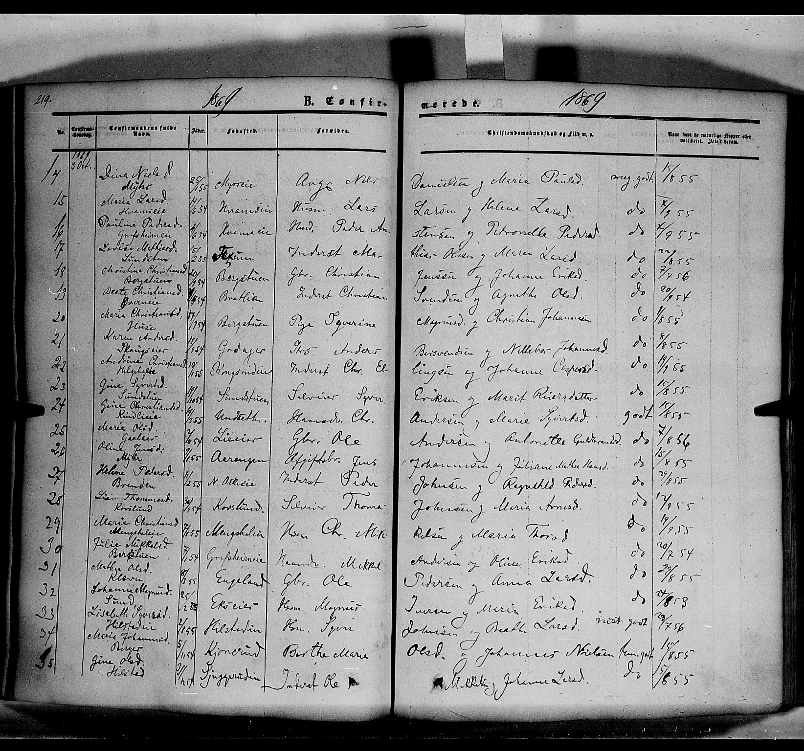 Nes prestekontor, Hedmark, AV/SAH-PREST-020/K/Ka/L0004: Parish register (official) no. 4, 1852-1886, p. 219