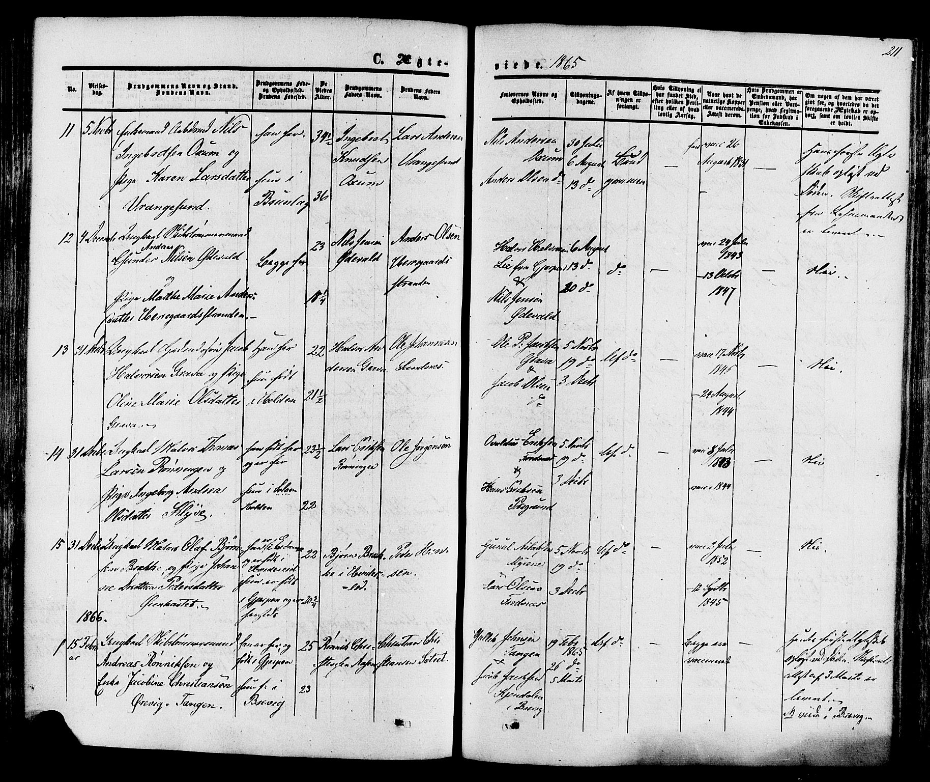 Eidanger kirkebøker, AV/SAKO-A-261/F/Fa/L0010: Parish register (official) no. 10, 1859-1874, p. 211