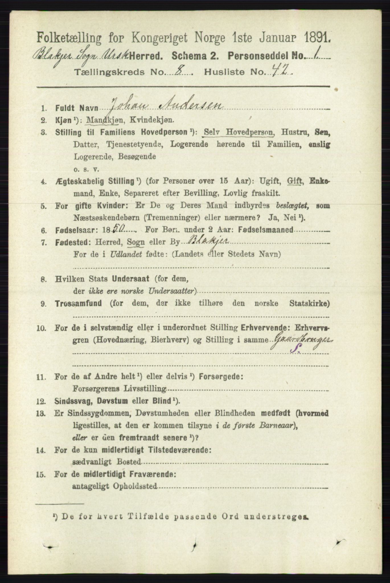 RA, 1891 census for 0224 Aurskog, 1891, p. 4111