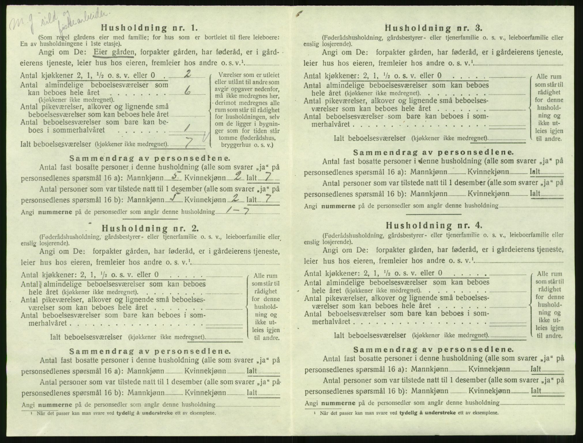 SAT, 1920 census for Hareid, 1920, p. 444