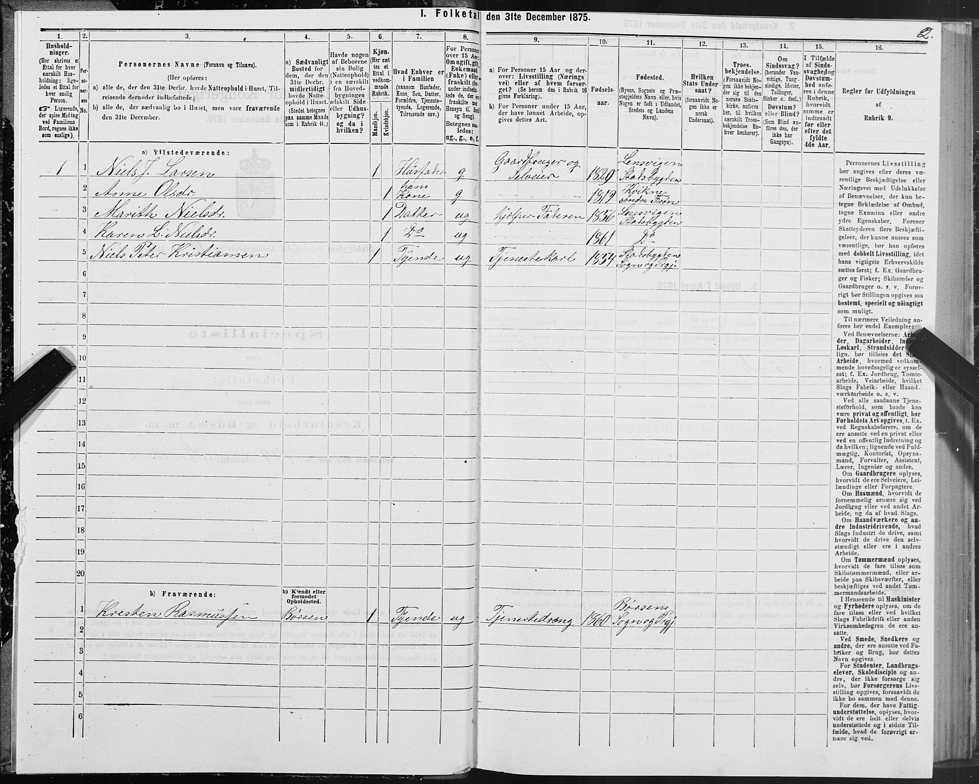 SAT, 1875 census for 1625P Stadsbygd, 1875, p. 6002