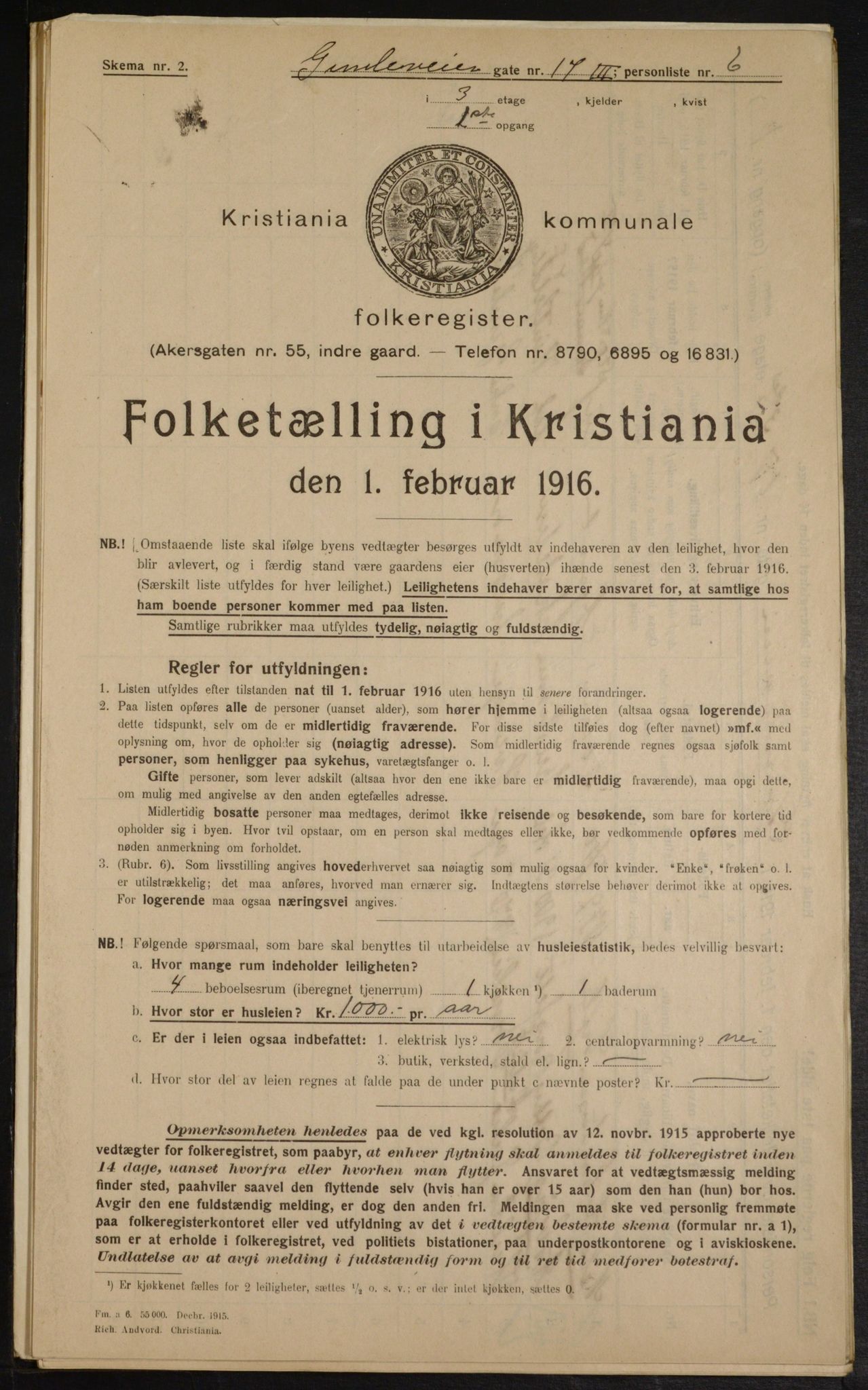 OBA, Municipal Census 1916 for Kristiania, 1916, p. 29755