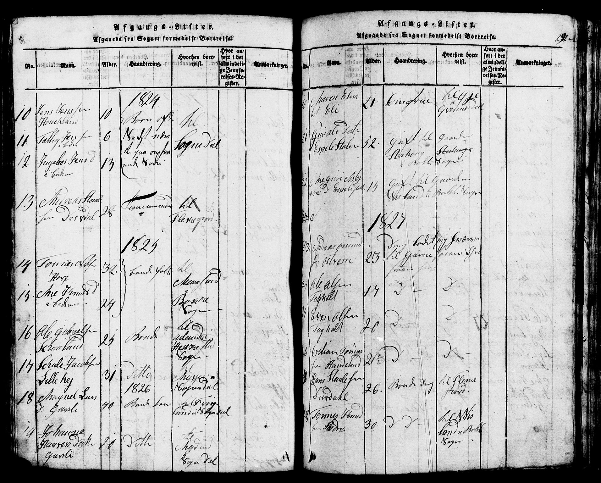 Lund sokneprestkontor, AV/SAST-A-101809/S07/L0002: Parish register (copy) no. B 2, 1816-1832, p. 291