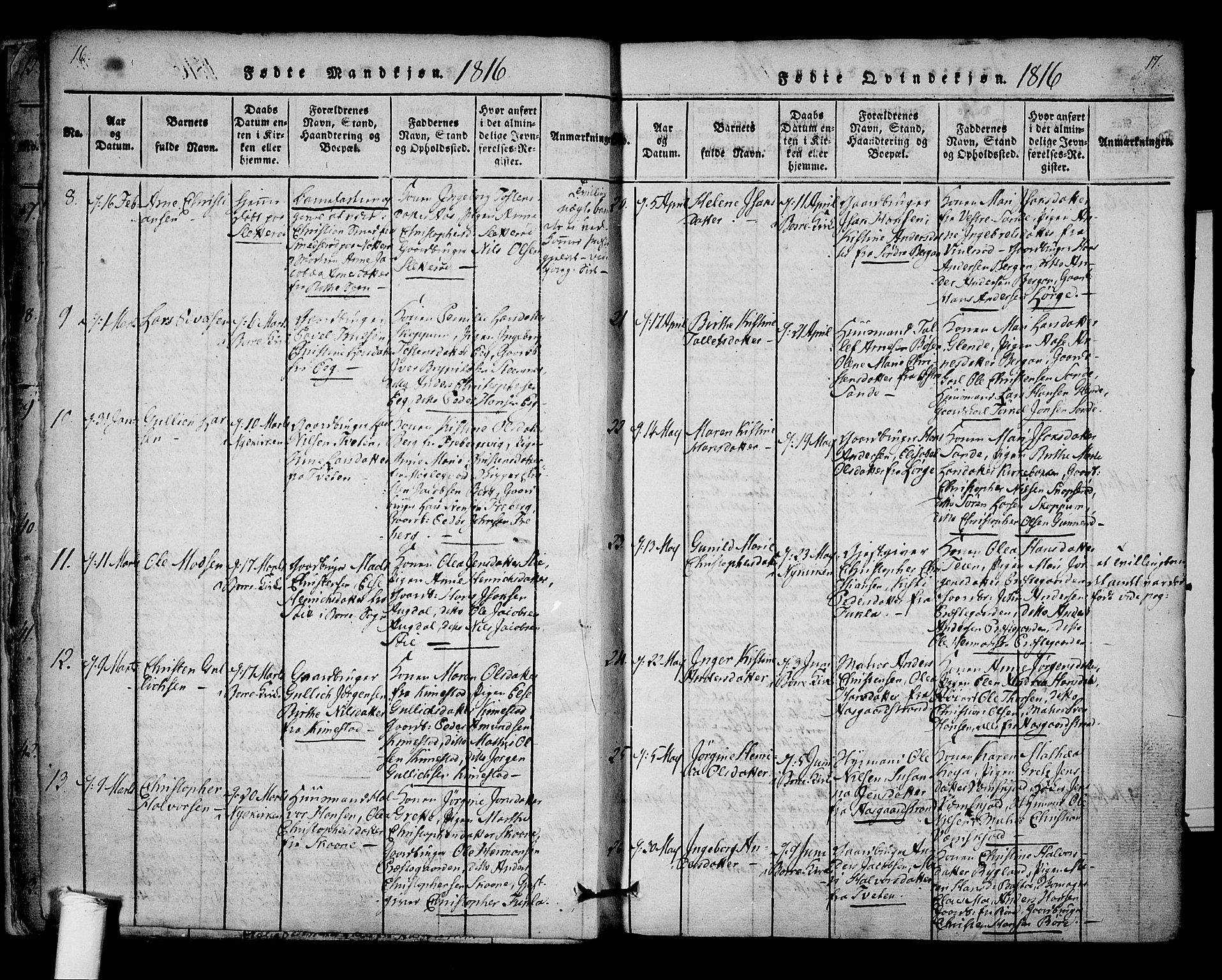 Borre kirkebøker, AV/SAKO-A-338/F/Fa/L0004: Parish register (official) no. I 4, 1815-1845, p. 16-17