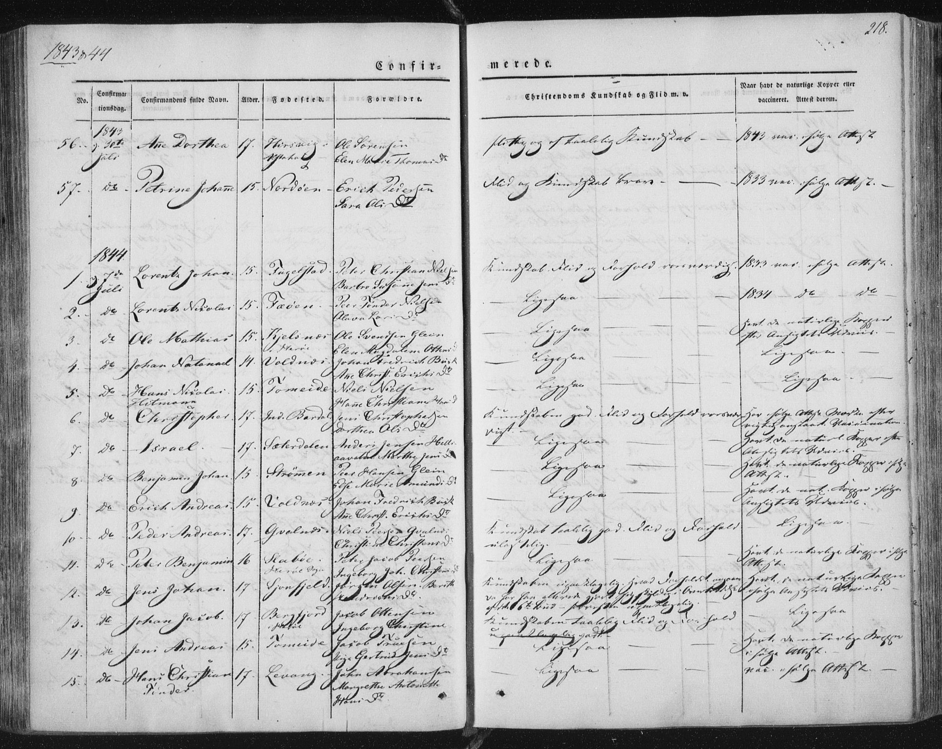 Ministerialprotokoller, klokkerbøker og fødselsregistre - Nordland, AV/SAT-A-1459/838/L0549: Parish register (official) no. 838A07, 1840-1854, p. 218