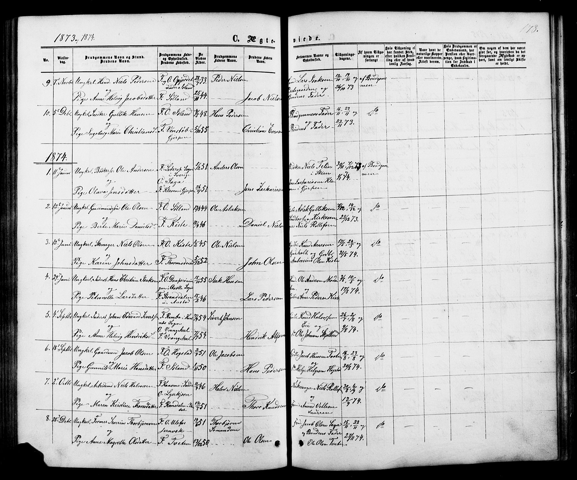 Siljan kirkebøker, SAKO/A-300/G/Ga/L0002: Parish register (copy) no. 2, 1864-1908, p. 178