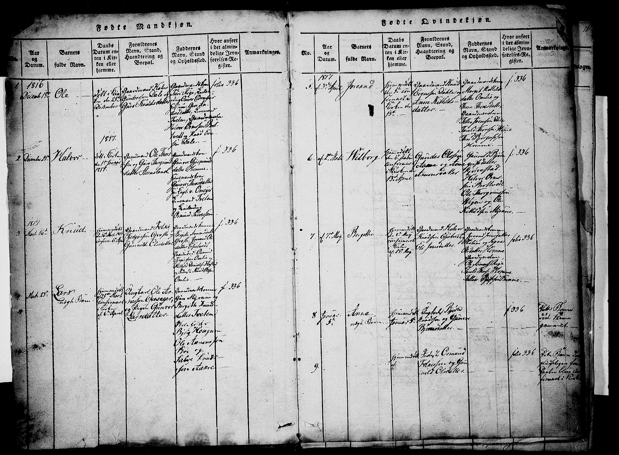 Valle sokneprestkontor, SAK/1111-0044/F/Fa/Fac/L0005: Parish register (official) no. A 5 /1, 1816-1831, p. 2