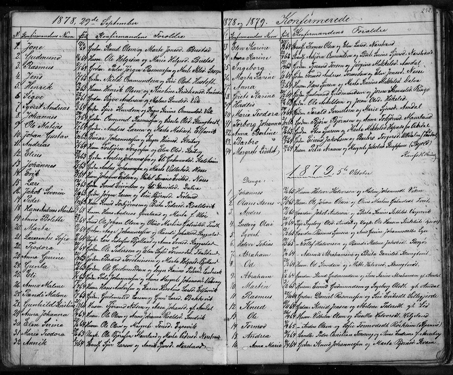 Nedstrand sokneprestkontor, SAST/A-101841/01/V: Parish register (copy) no. B 3, 1848-1933, p. 232