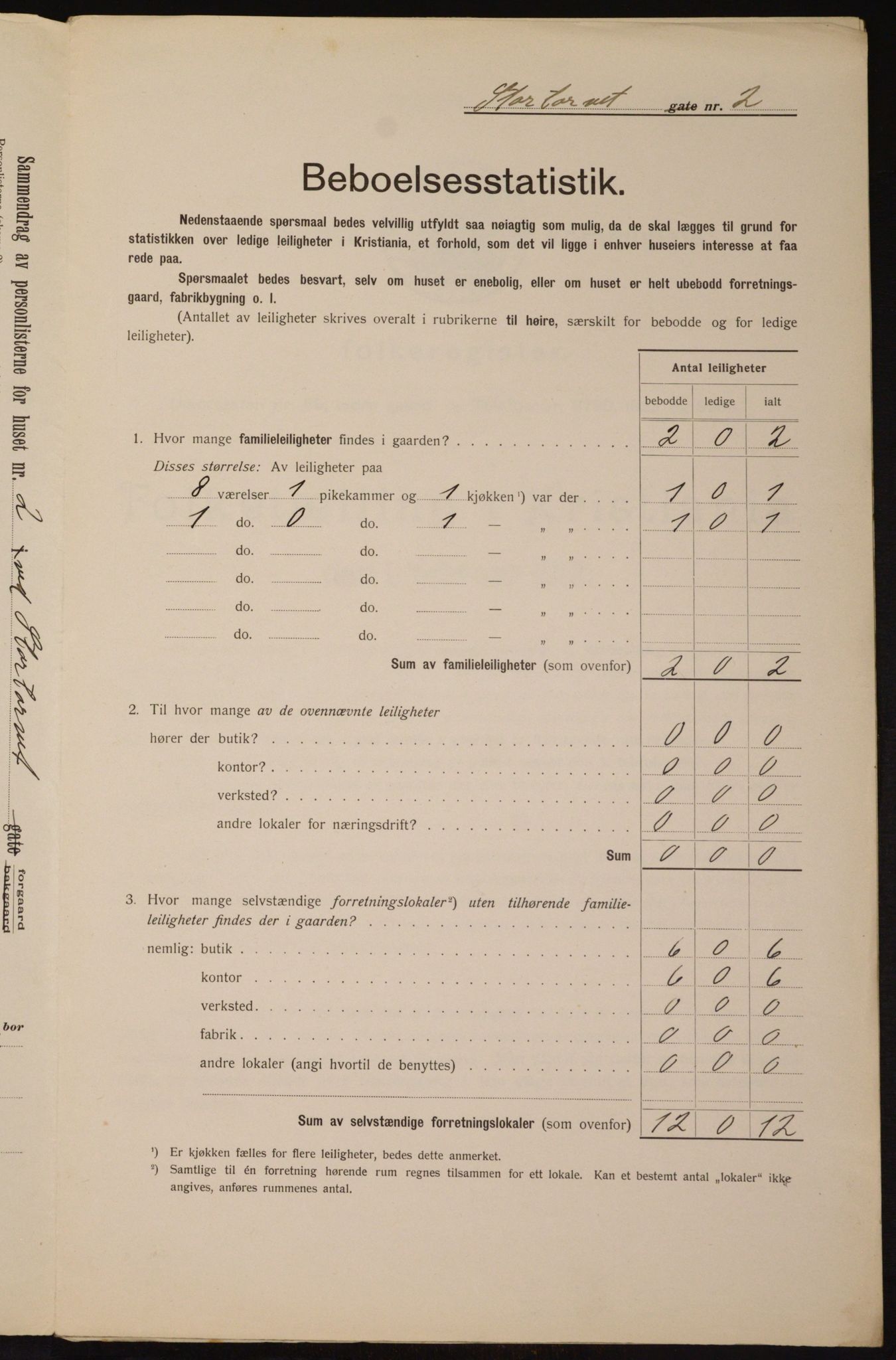 OBA, Municipal Census 1912 for Kristiania, 1912, p. 115120