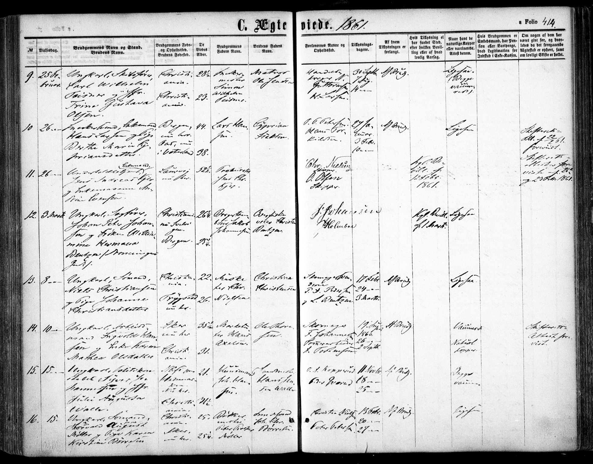 Oslo domkirke Kirkebøker, AV/SAO-A-10752/F/Fa/L0020: Parish register (official) no. 20, 1848-1865, p. 414