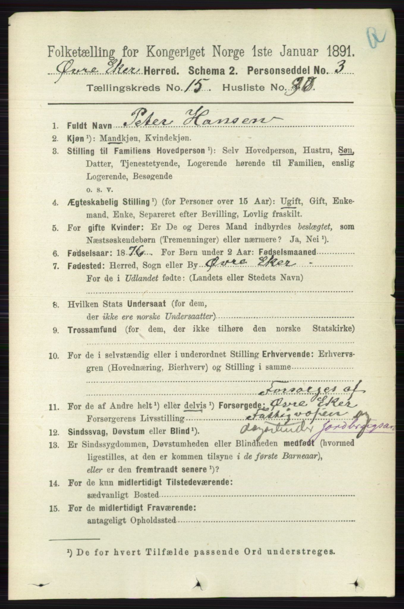 RA, 1891 census for 0624 Øvre Eiker, 1891, p. 7478