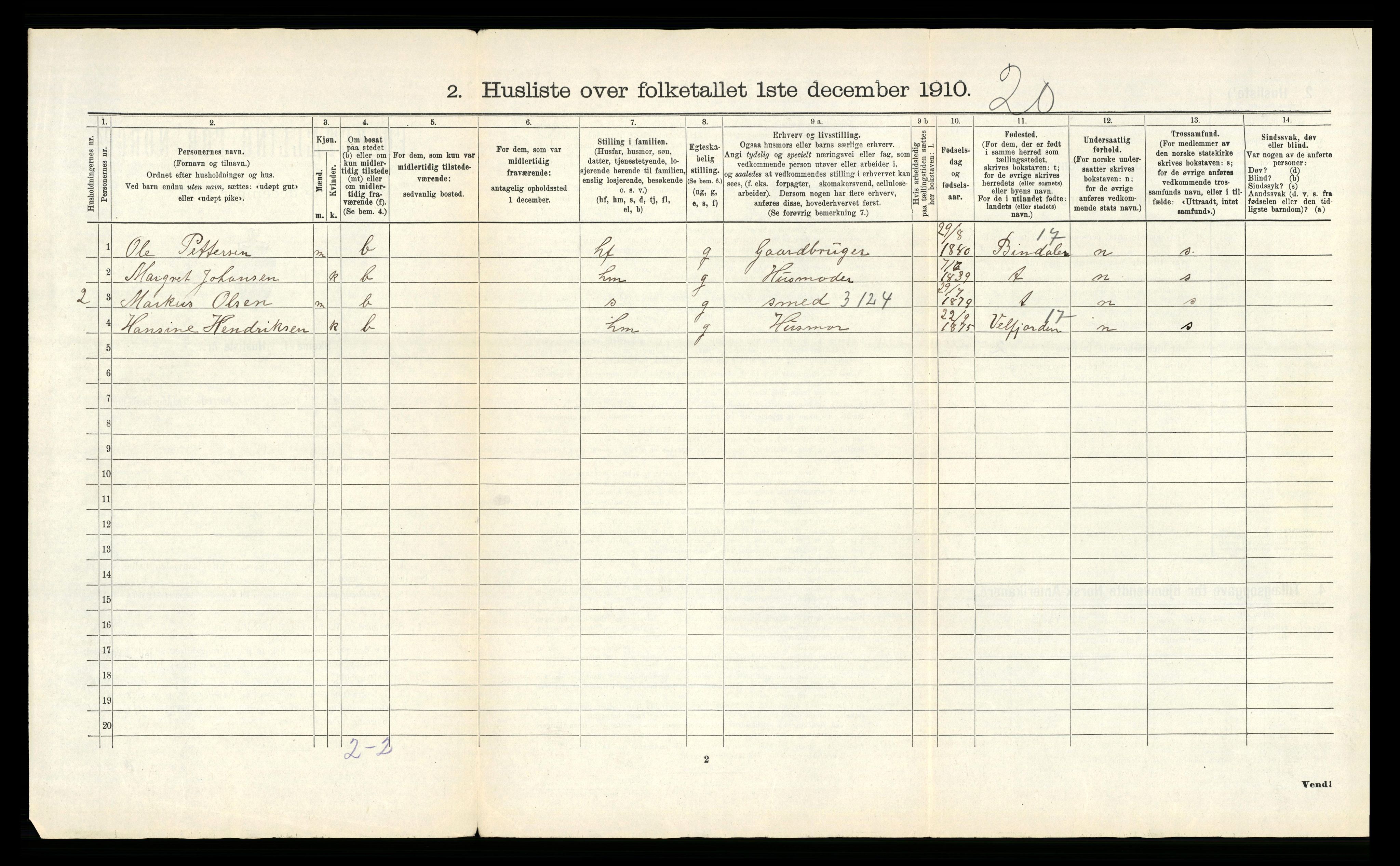 RA, 1910 census for Vik, 1910, p. 37