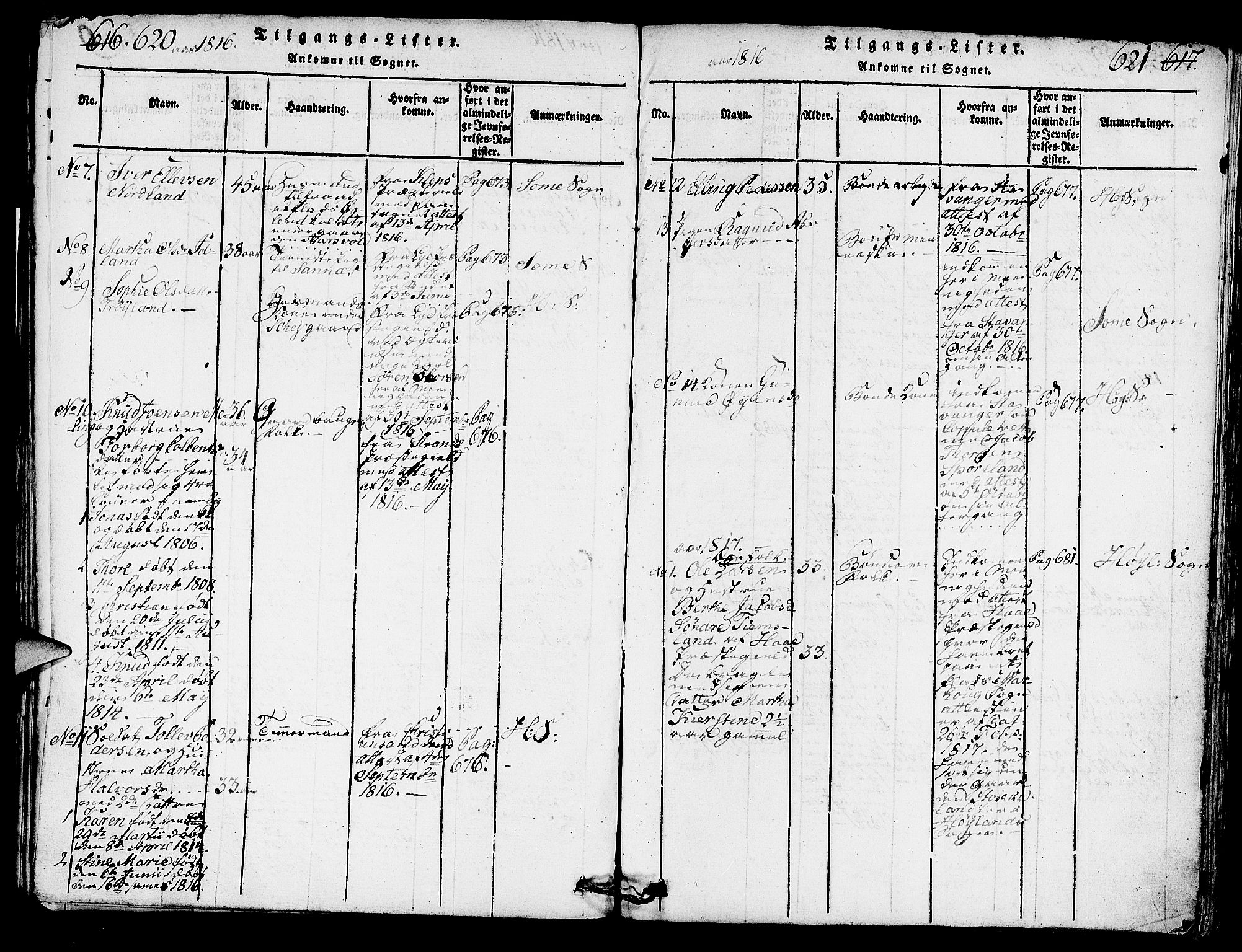 Høyland sokneprestkontor, SAST/A-101799/001/30BA/L0006: Parish register (official) no. A 6, 1815-1825, p. 620-621