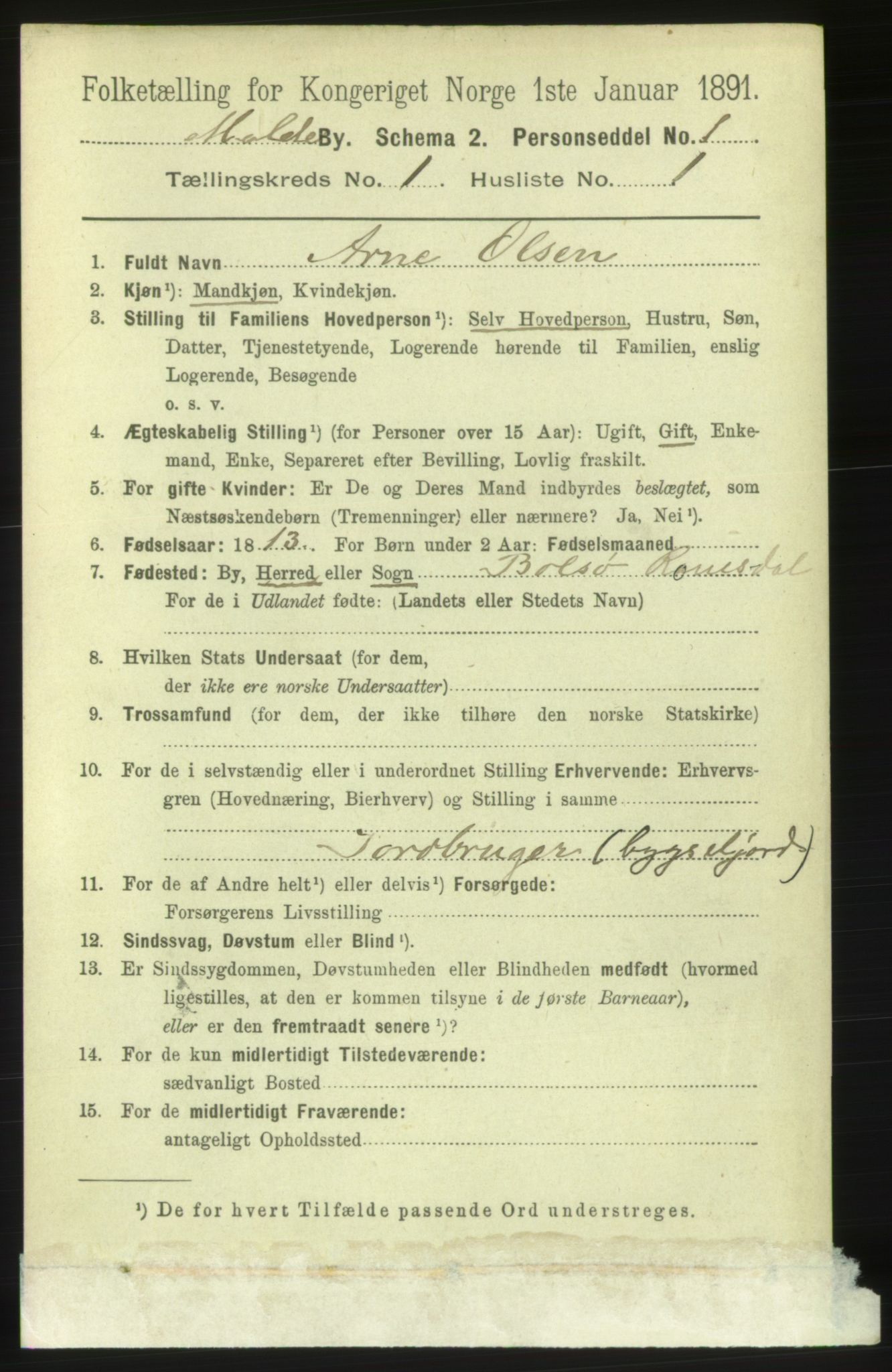 RA, 1891 census for 1502 Molde, 1891, p. 245