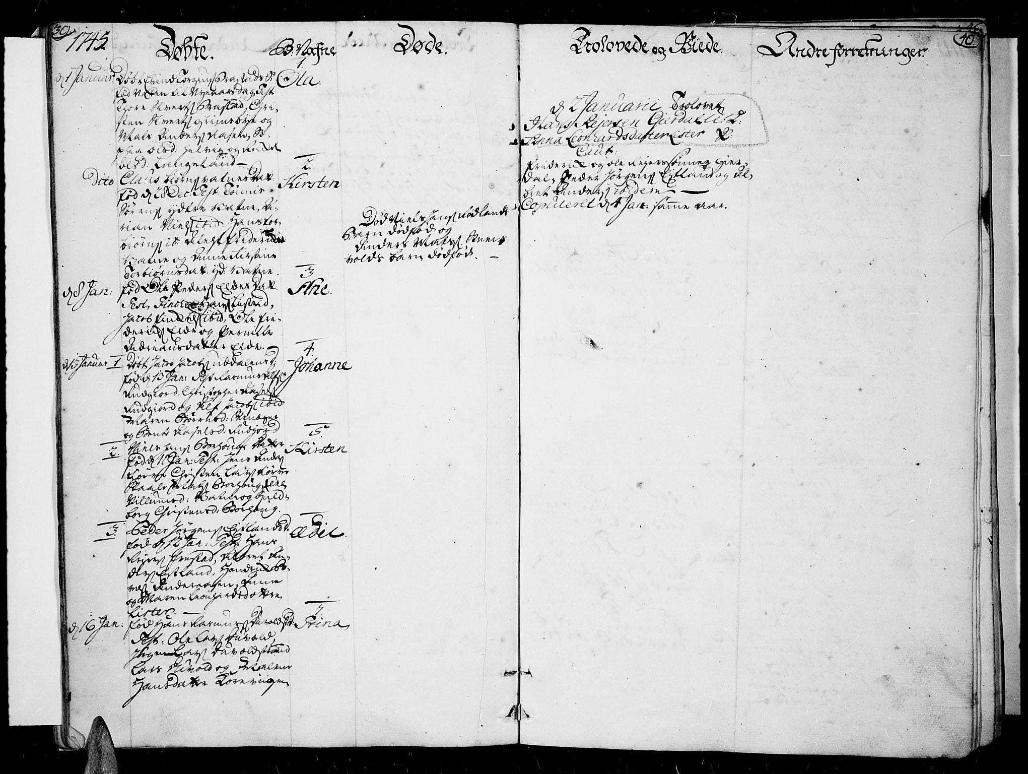 Lista sokneprestkontor, AV/SAK-1111-0027/F/Fa/L0003: Parish register (official) no. A 3 /1, 1743-1767, p. 39-40