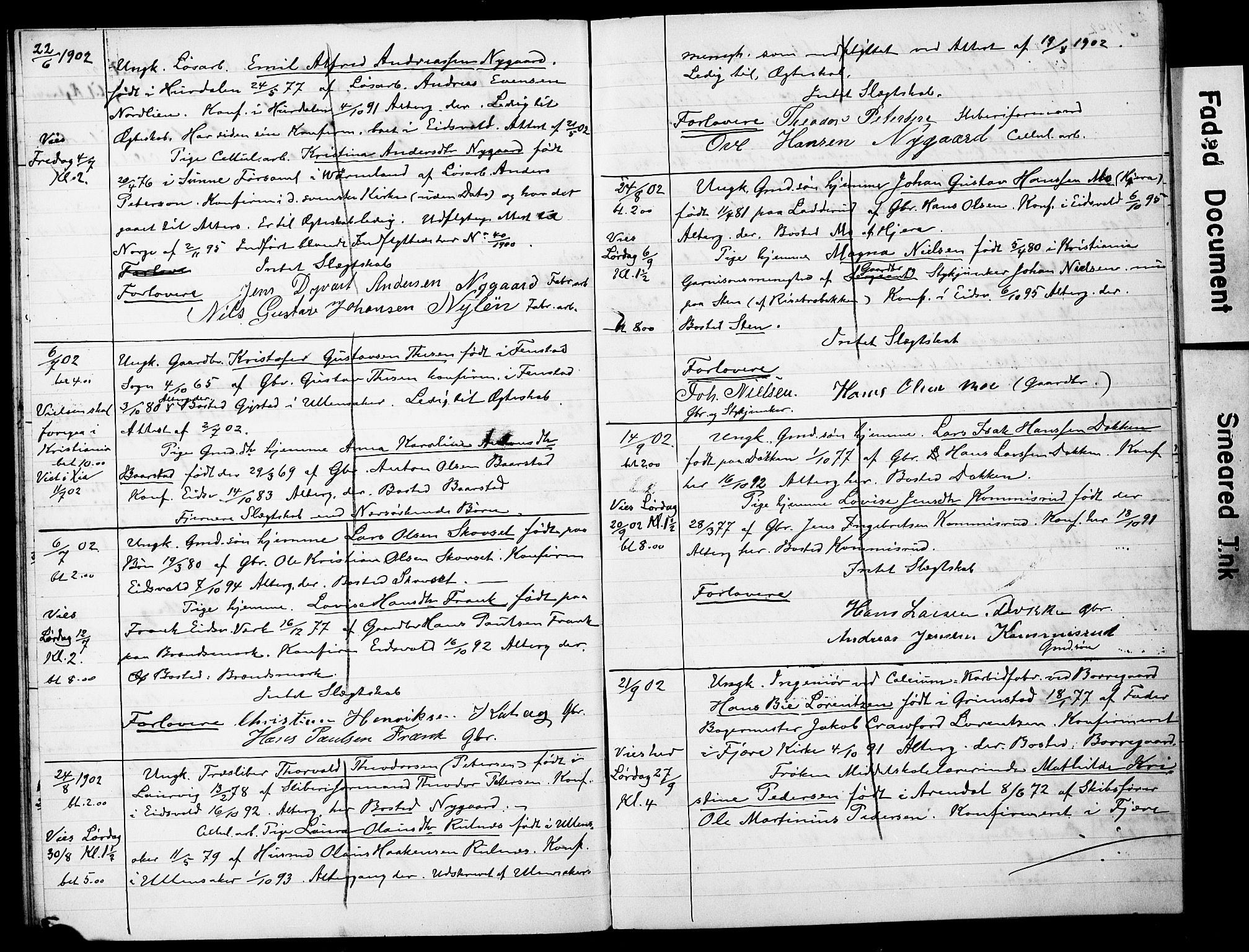 Eidsvoll prestekontor Kirkebøker, SAO/A-10888/H/Ha/L0003: Banns register no. 3, 1899-1905