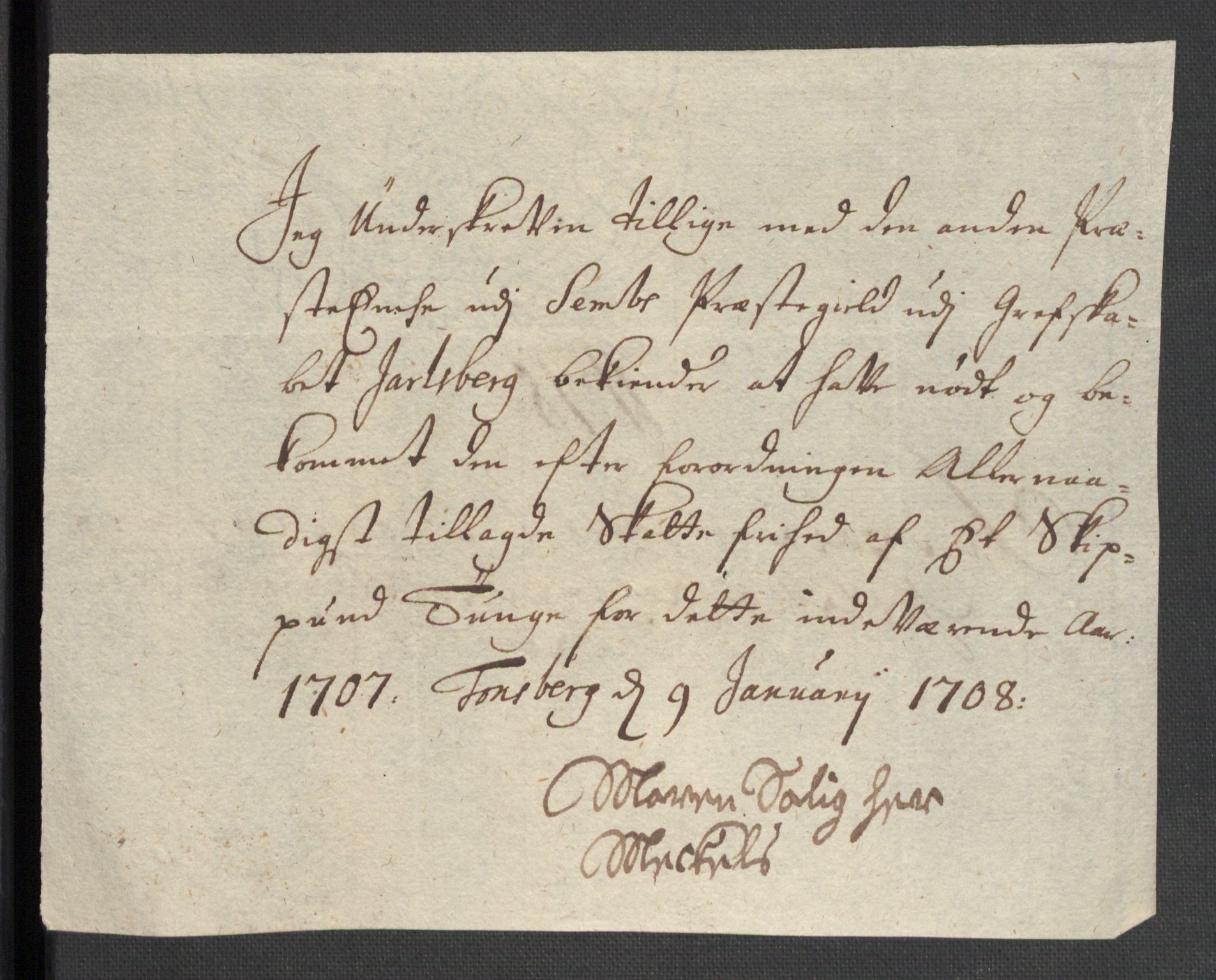 Rentekammeret inntil 1814, Reviderte regnskaper, Fogderegnskap, RA/EA-4092/R32/L1872: Fogderegnskap Jarlsberg grevskap, 1706-1707, p. 493