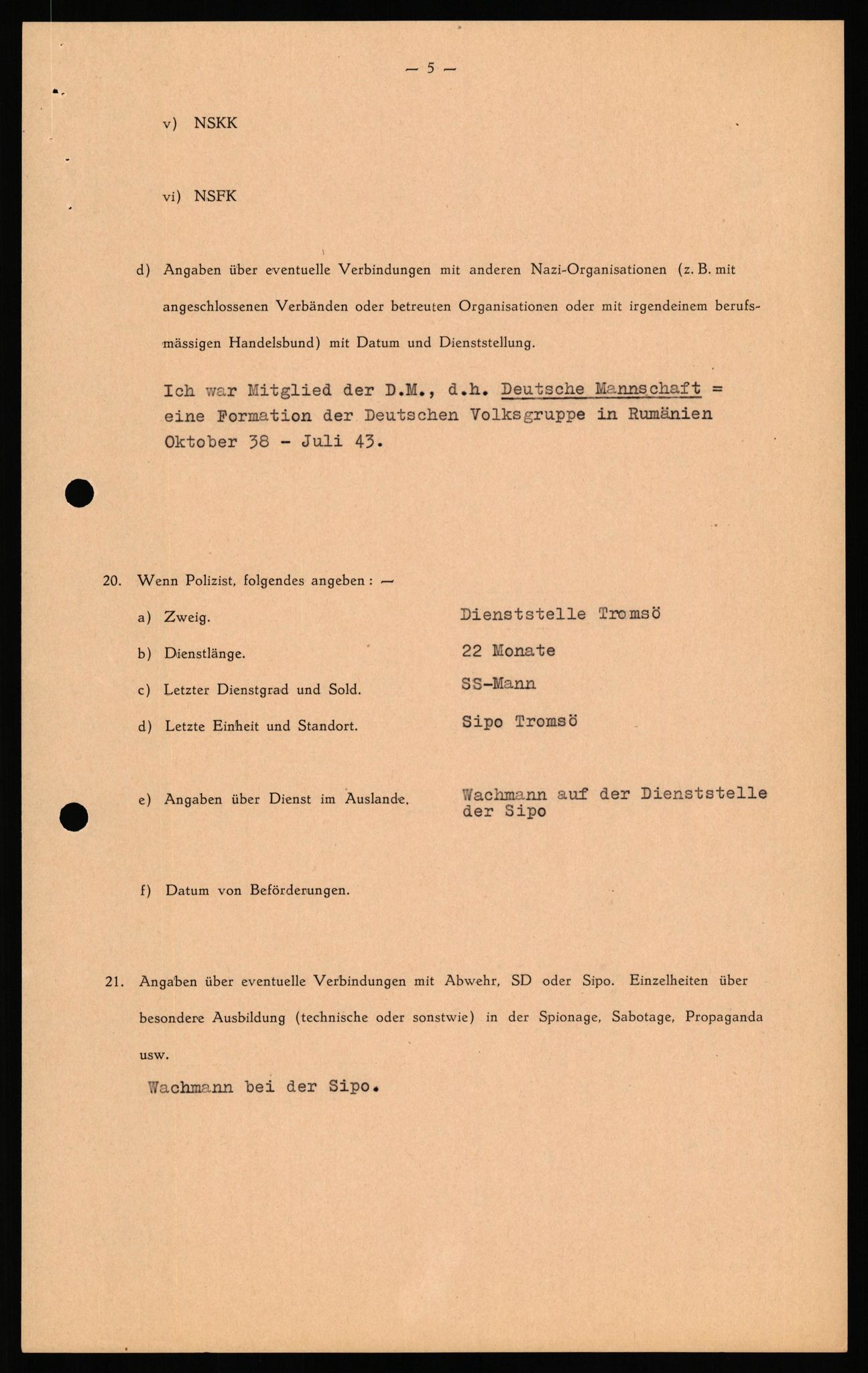 Forsvaret, Forsvarets overkommando II, AV/RA-RAFA-3915/D/Db/L0041: CI Questionaires.  Diverse nasjonaliteter., 1945-1946, p. 113