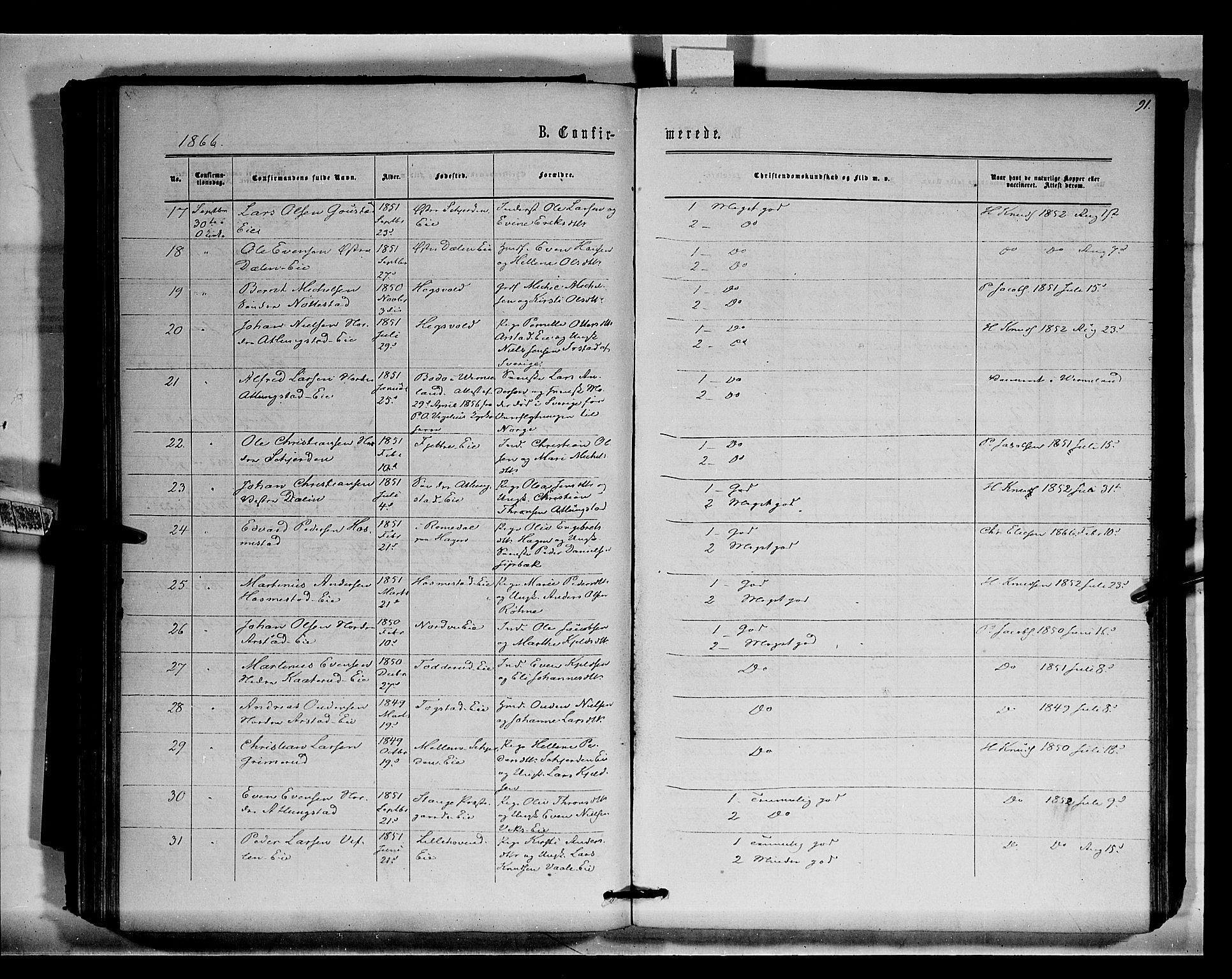 Stange prestekontor, AV/SAH-PREST-002/K/L0015: Parish register (official) no. 15, 1862-1879, p. 91