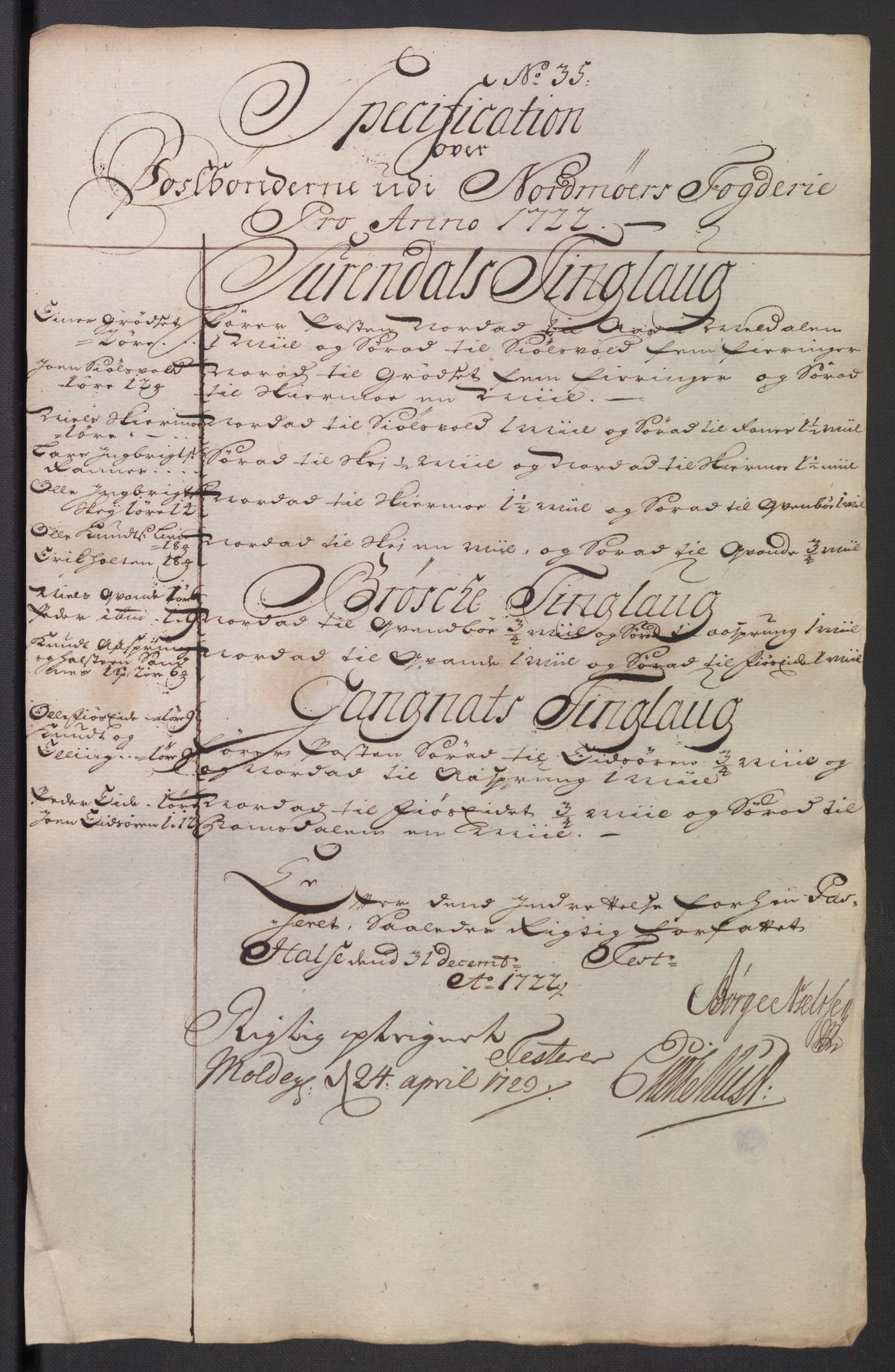 Rentekammeret inntil 1814, Reviderte regnskaper, Fogderegnskap, AV/RA-EA-4092/R56/L3755: Fogderegnskap Nordmøre, 1722, p. 262