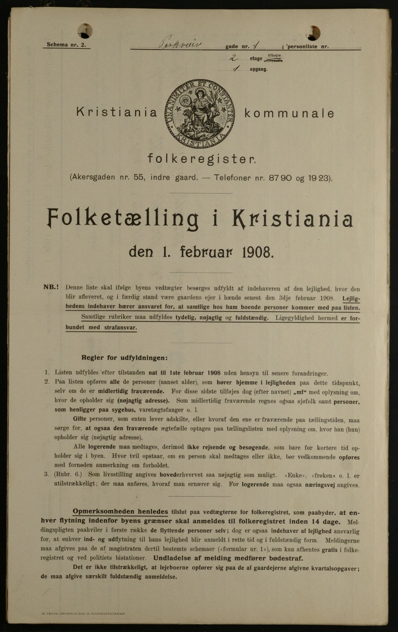 OBA, Municipal Census 1908 for Kristiania, 1908, p. 69686