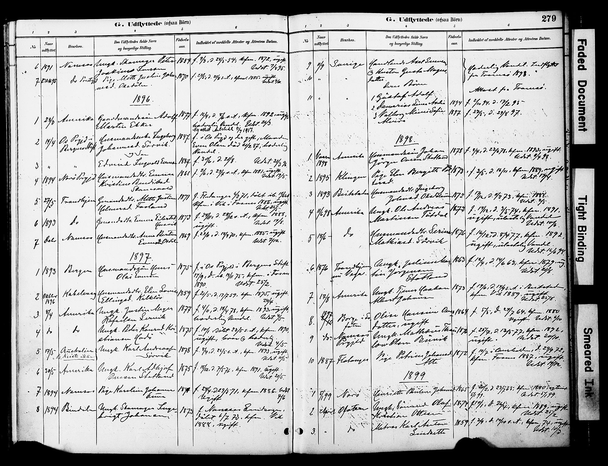 Ministerialprotokoller, klokkerbøker og fødselsregistre - Nord-Trøndelag, SAT/A-1458/774/L0628: Parish register (official) no. 774A02, 1887-1903, p. 279
