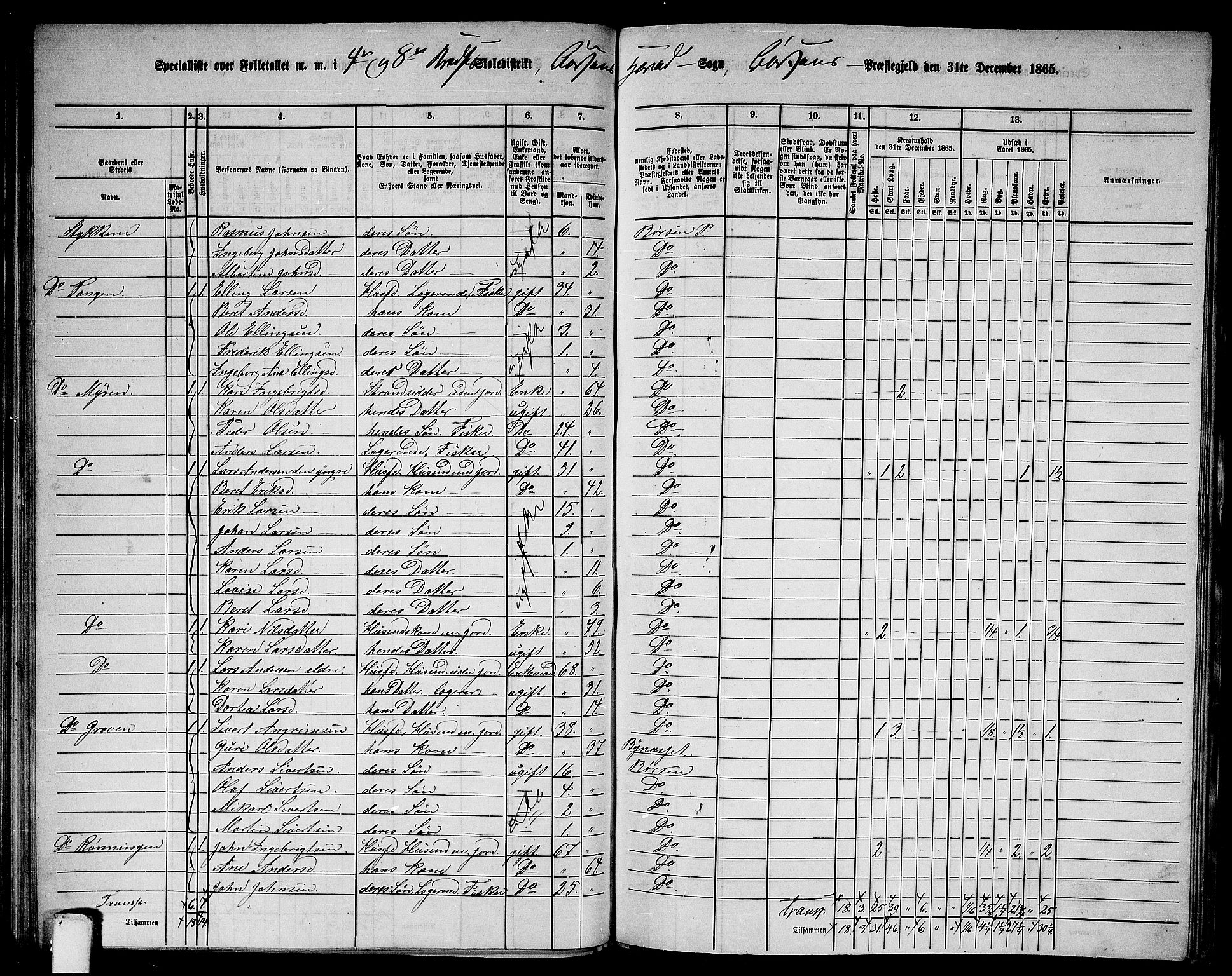 RA, 1865 census for Børsa, 1865, p. 67