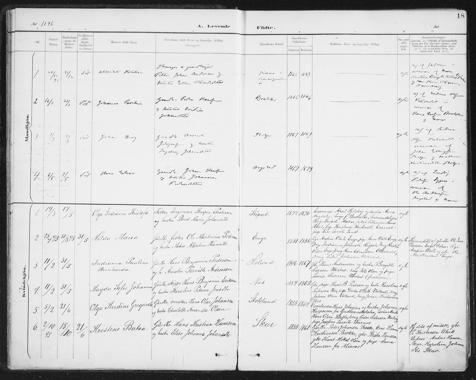 Ministerialprotokoller, klokkerbøker og fødselsregistre - Nordland, AV/SAT-A-1459/852/L0741: Parish register (official) no. 852A11, 1894-1917, p. 18