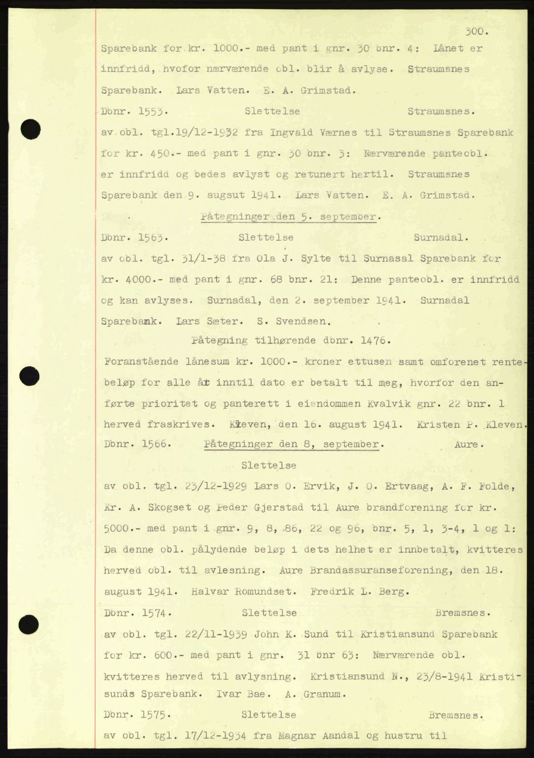 Nordmøre sorenskriveri, AV/SAT-A-4132/1/2/2Ca: Mortgage book no. C81, 1940-1945, Diary no: : 1553/1941