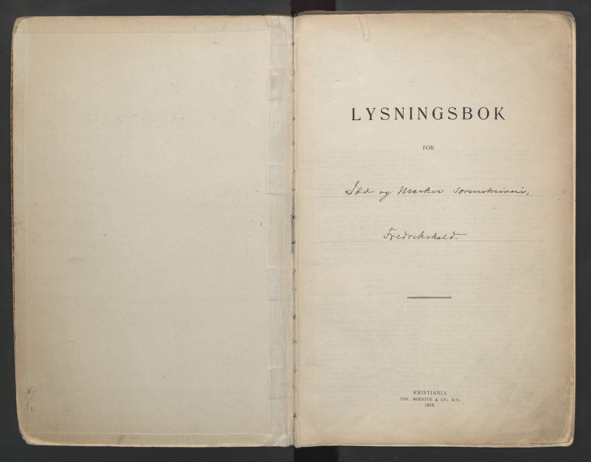 Idd og Marker sorenskriveri, AV/SAO-A-10283/L/Lb/L0001/0001: Lysningsbøker / Lysingsbok, 1919-1950