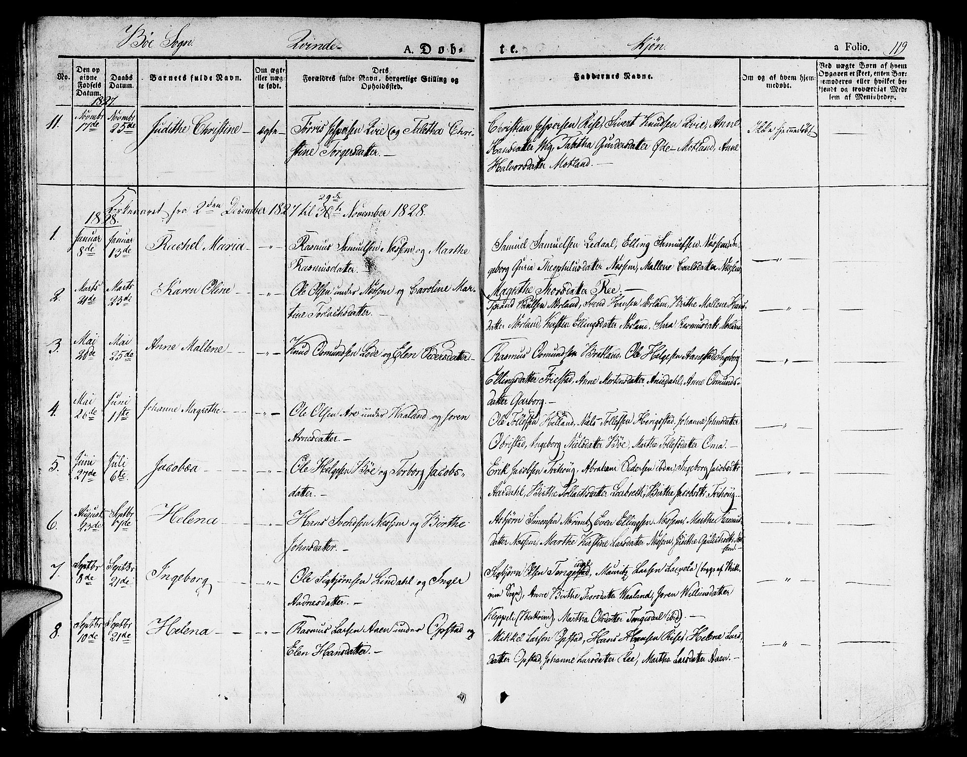 Hå sokneprestkontor, AV/SAST-A-101801/001/30BA/L0004: Parish register (official) no. A 4.1 /3, 1816-1836, p. 119