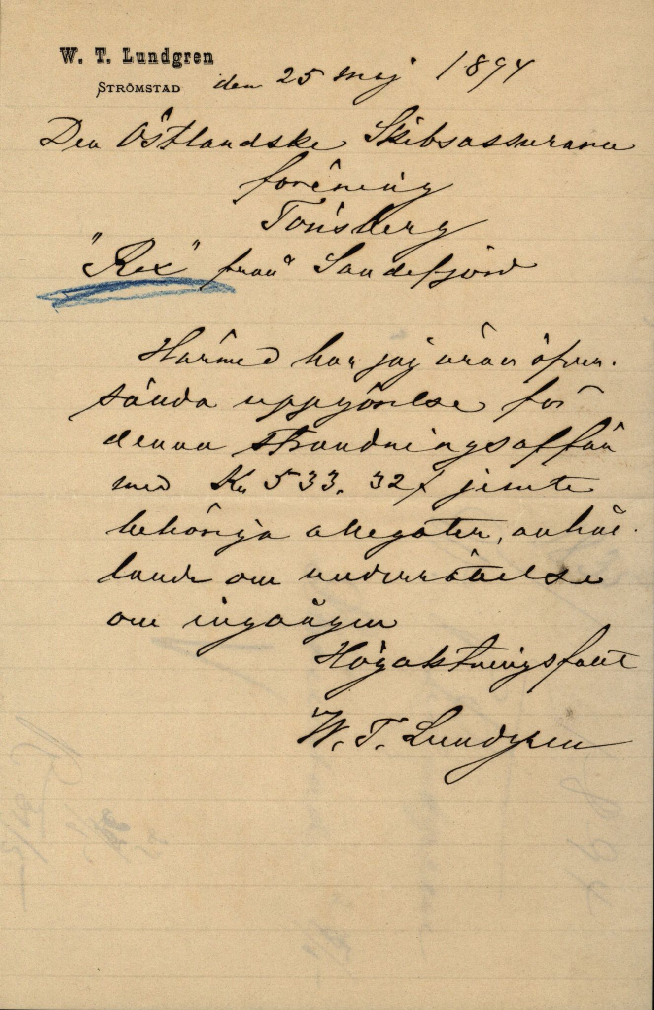 Pa 63 - Østlandske skibsassuranceforening, VEMU/A-1079/G/Ga/L0030/0003: Havaridokumenter / Rex, Salus, Schweigaard, Seladon, Titania, Tordenskjold av Trondhjem, 1893, p. 6