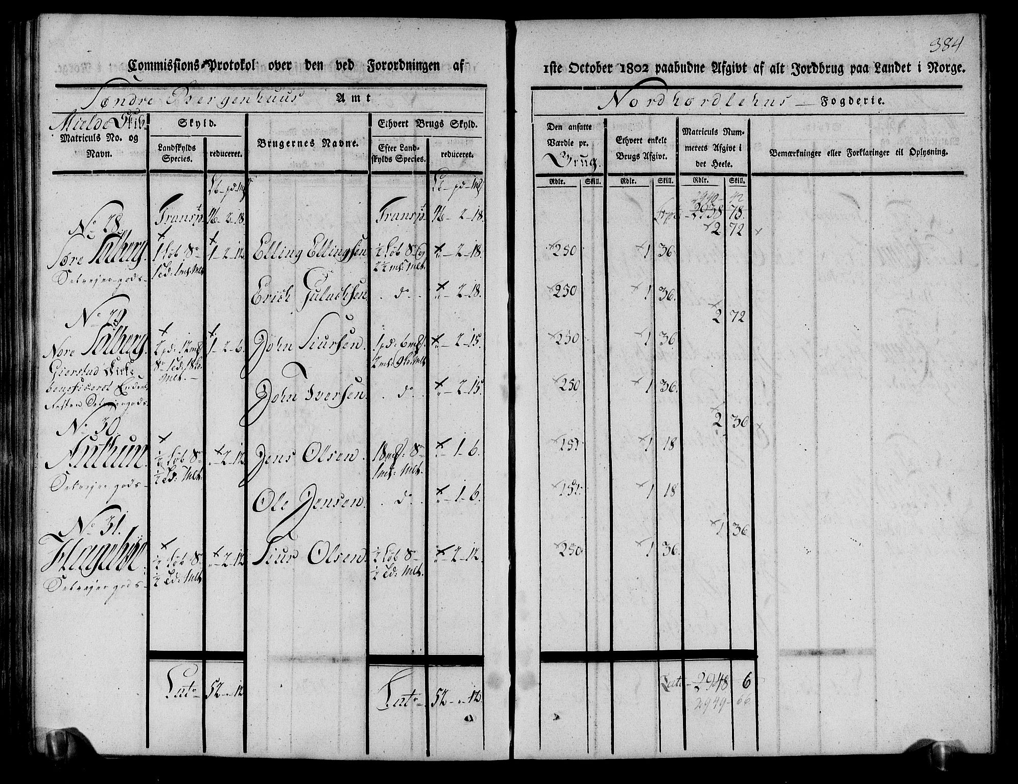 Rentekammeret inntil 1814, Realistisk ordnet avdeling, AV/RA-EA-4070/N/Ne/Nea/L0111: Nordhordland og Voss fogderi. Kommisjonsprotokoll for Nordhordland, 1803, p. 389