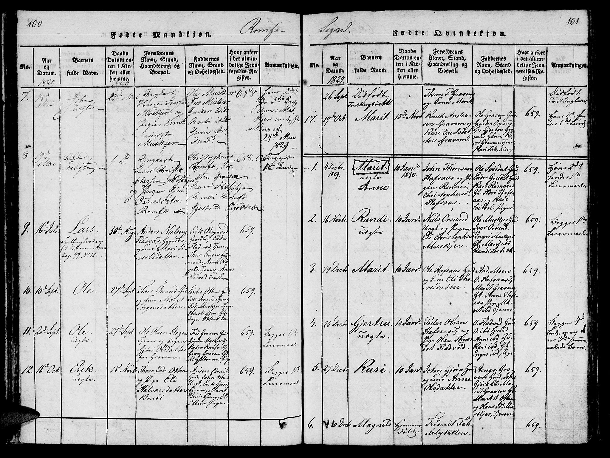 Ministerialprotokoller, klokkerbøker og fødselsregistre - Møre og Romsdal, SAT/A-1454/590/L1010: Parish register (official) no. 590A03 /2, 1820-1832, p. 100-101