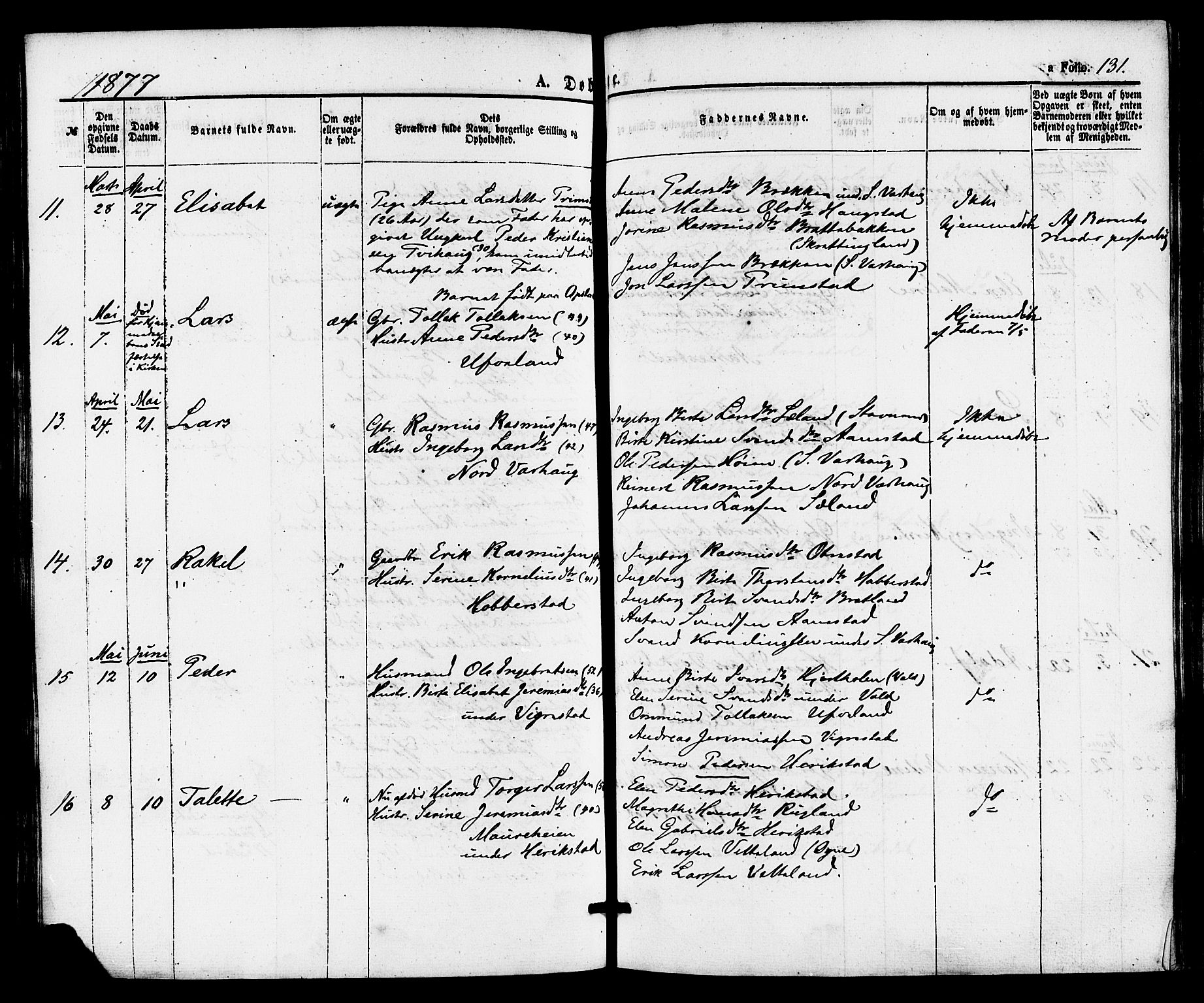 Hå sokneprestkontor, AV/SAST-A-101801/001/30BA/L0009: Parish register (official) no. A 8, 1855-1878, p. 131