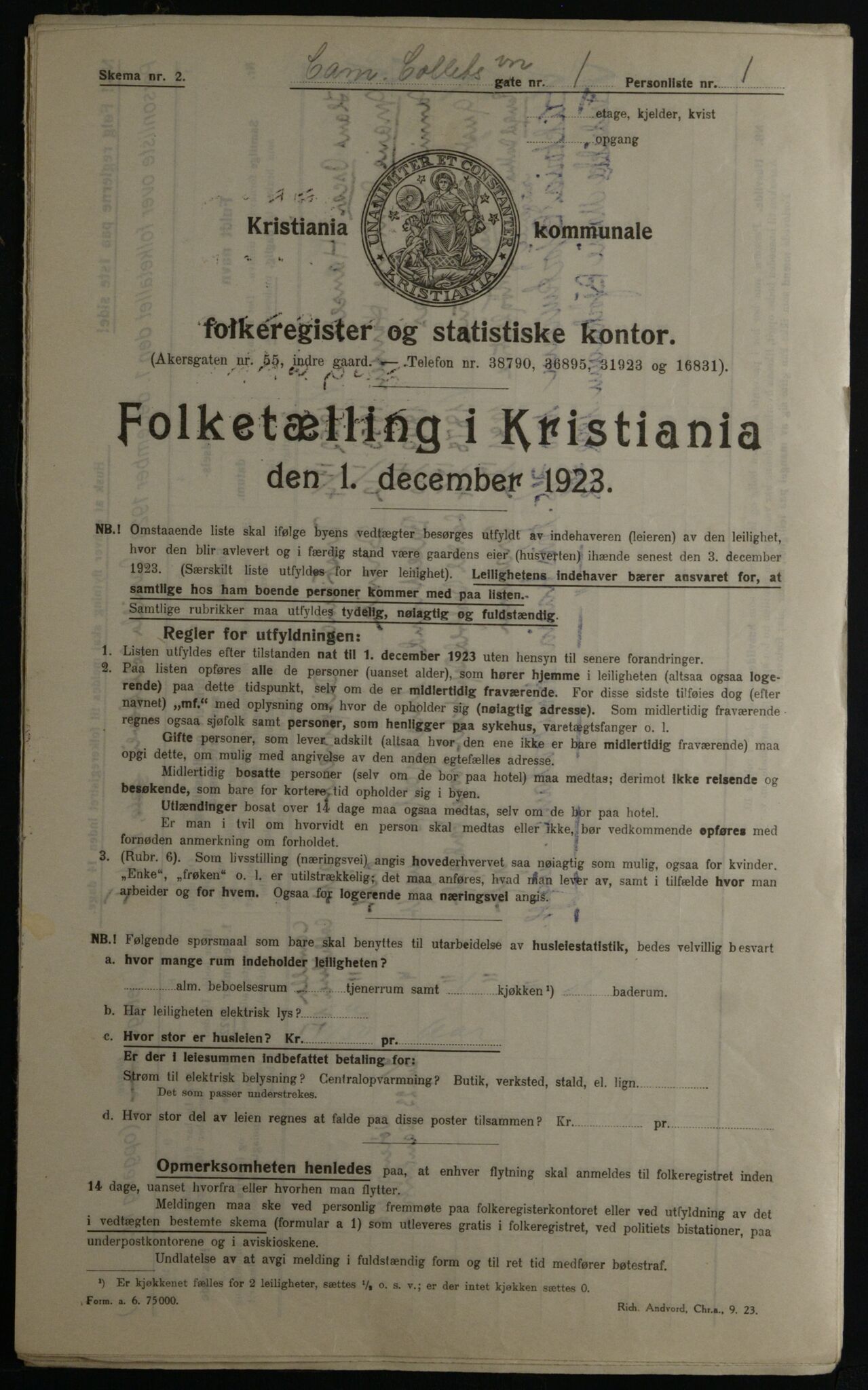 OBA, Municipal Census 1923 for Kristiania, 1923, p. 12768