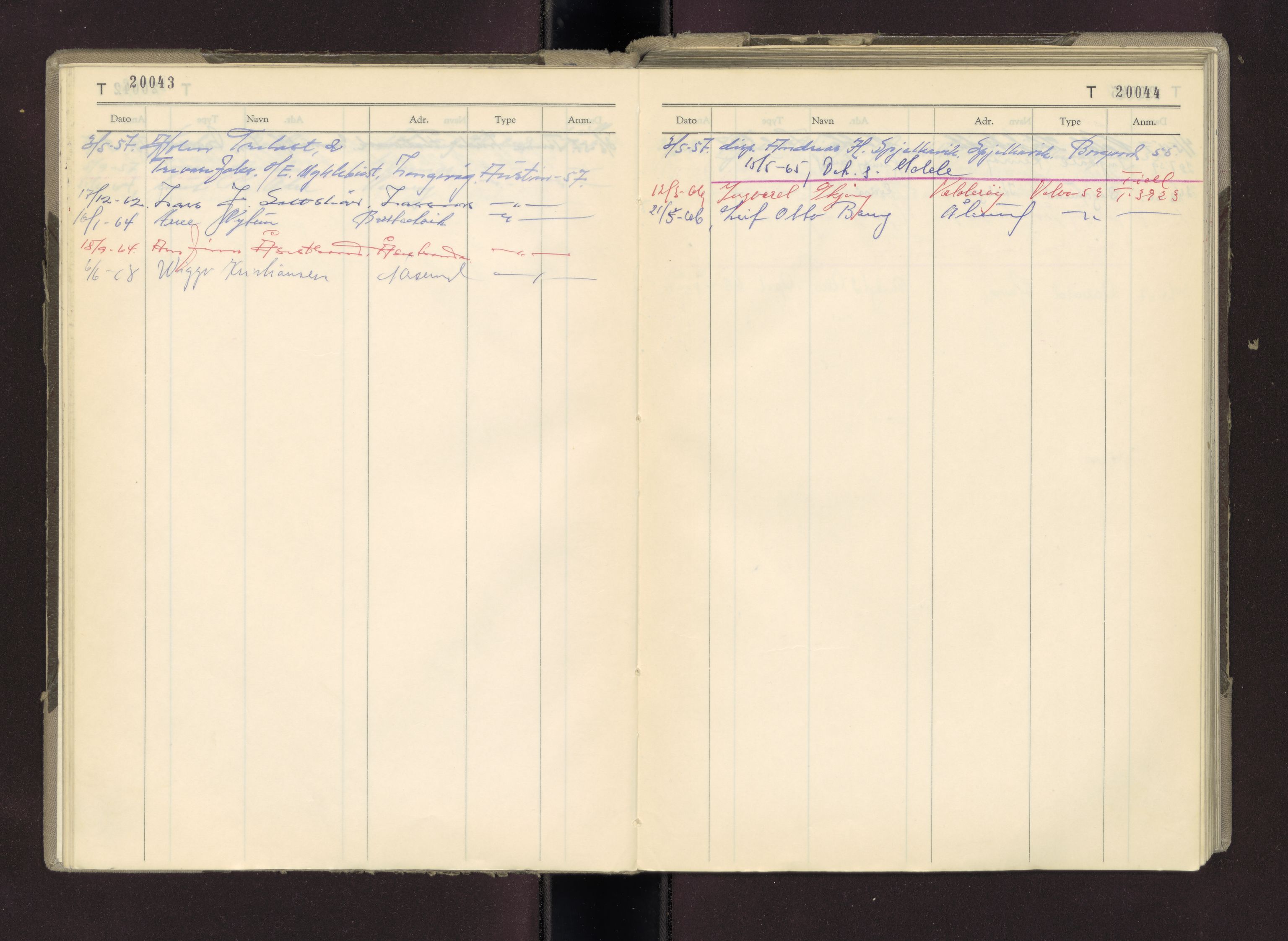 Møre og Romsdal vegkontor - Ålesund trafikkstasjon, AV/SAT-A-4099/F/Fc/L0014: Bilregister; T 20000 - T 20500, 1955-1970