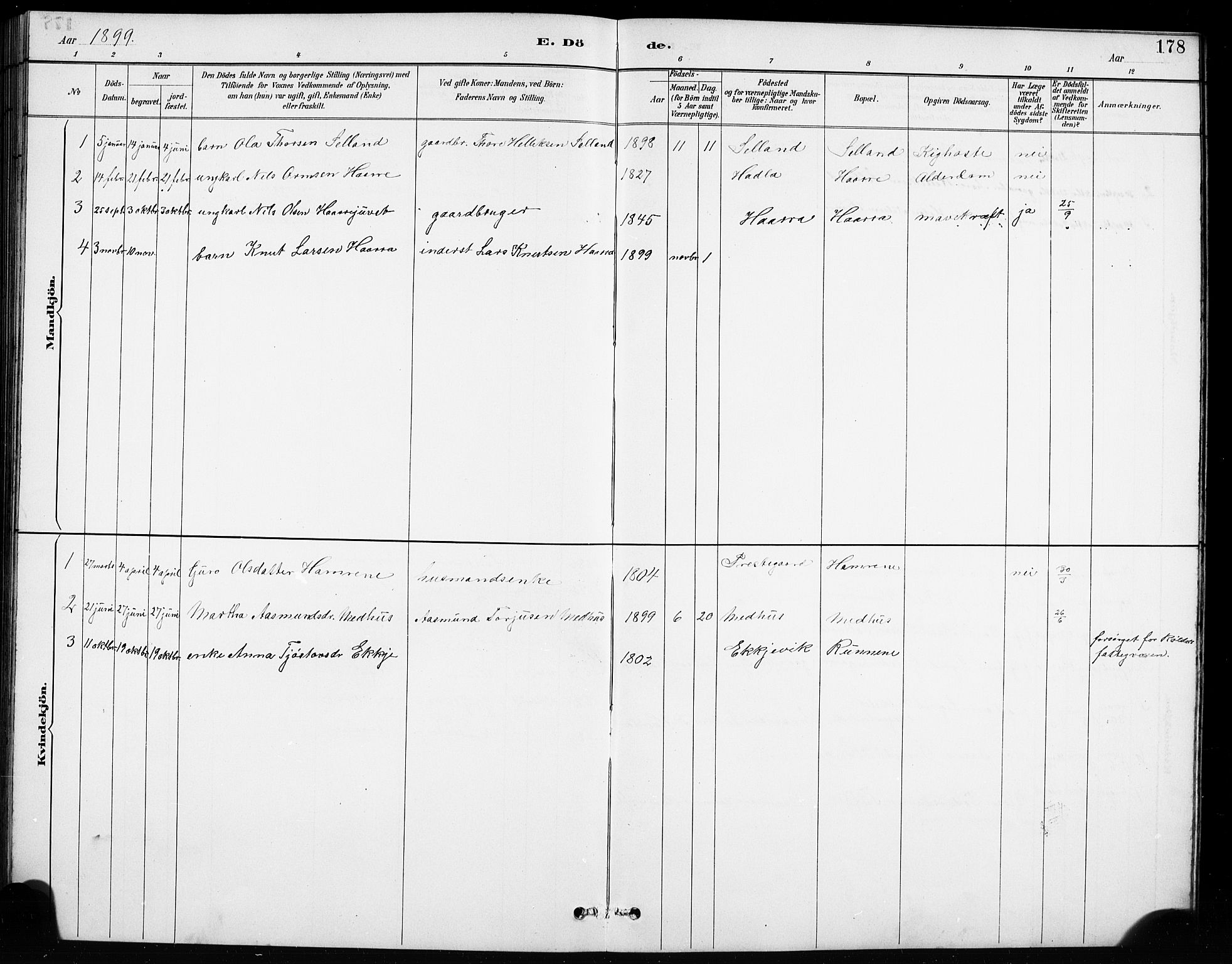 Røldal sokneprestembete, SAB/A-100247: Parish register (copy) no. A 3, 1887-1917, p. 178