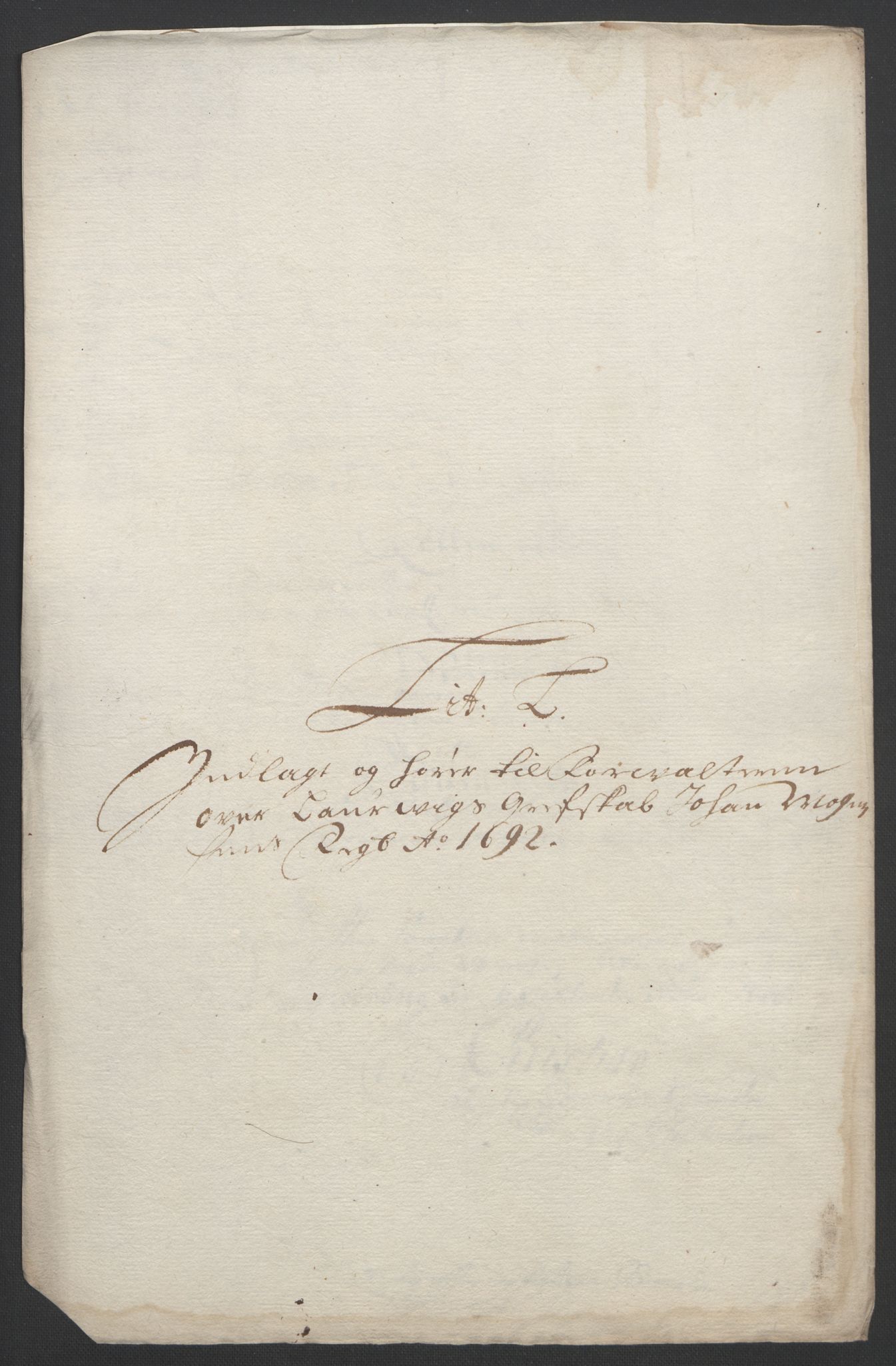 Rentekammeret inntil 1814, Reviderte regnskaper, Fogderegnskap, RA/EA-4092/R33/L1973: Fogderegnskap Larvik grevskap, 1692, p. 145