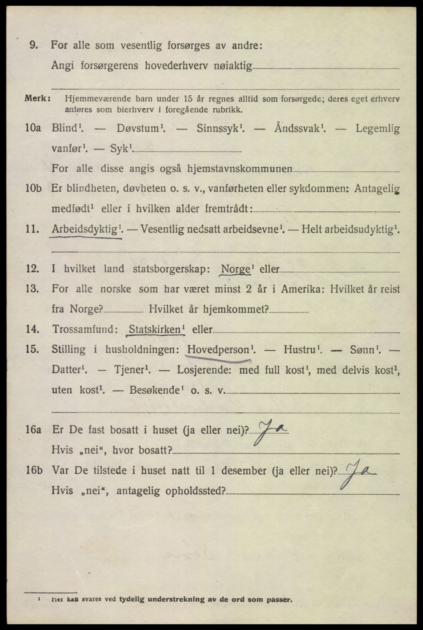 SAK, 1920 census for Oddernes, 1920, p. 4410