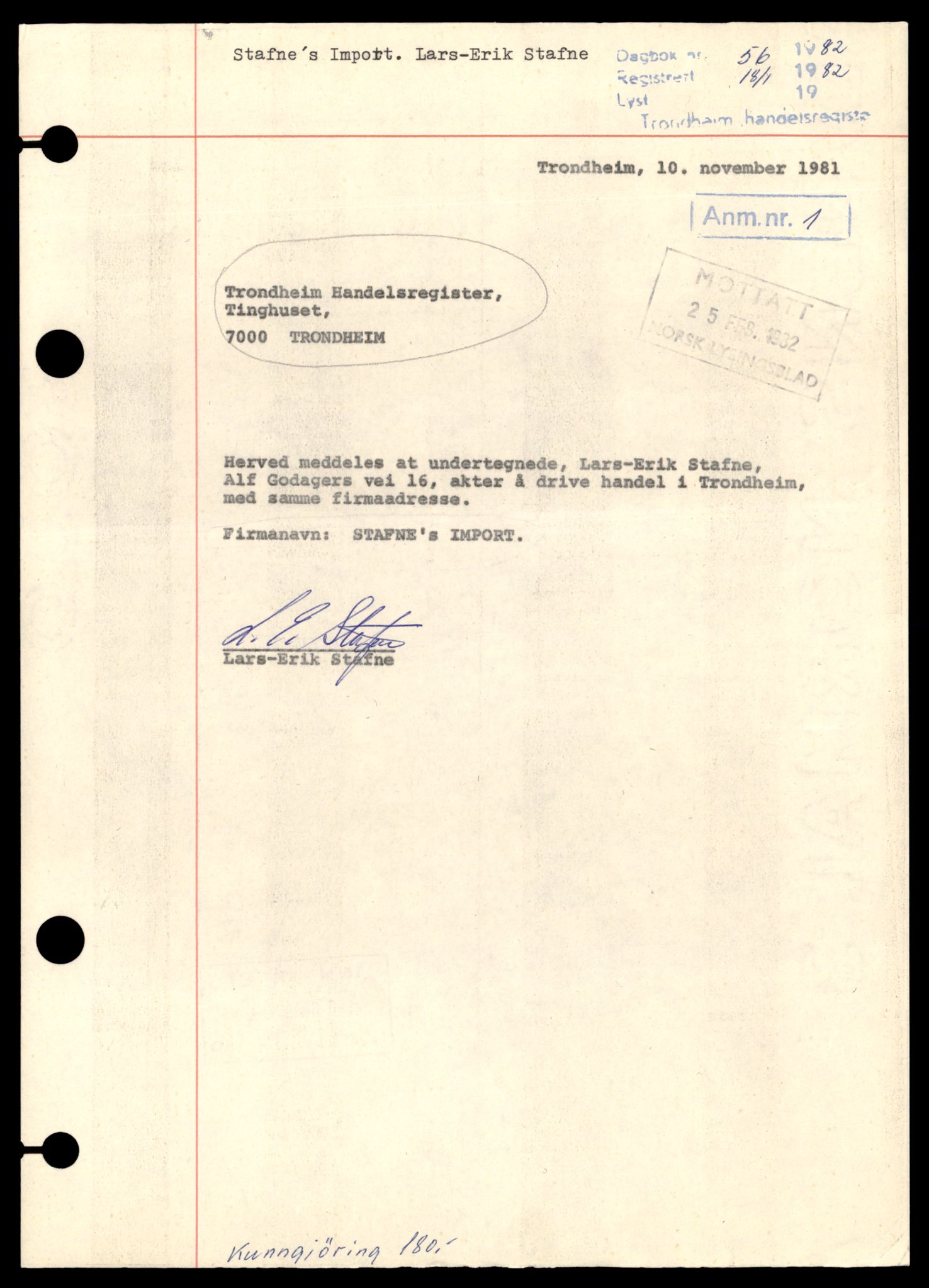 Trondheim byfogd, AV/SAT-A-0003/2/J/Jd/Jda/L0079: Bilag, enkeltmannsforetak, ansvarlige selskap og kommandittselskap, St-Th, 1944-1990, p. 3