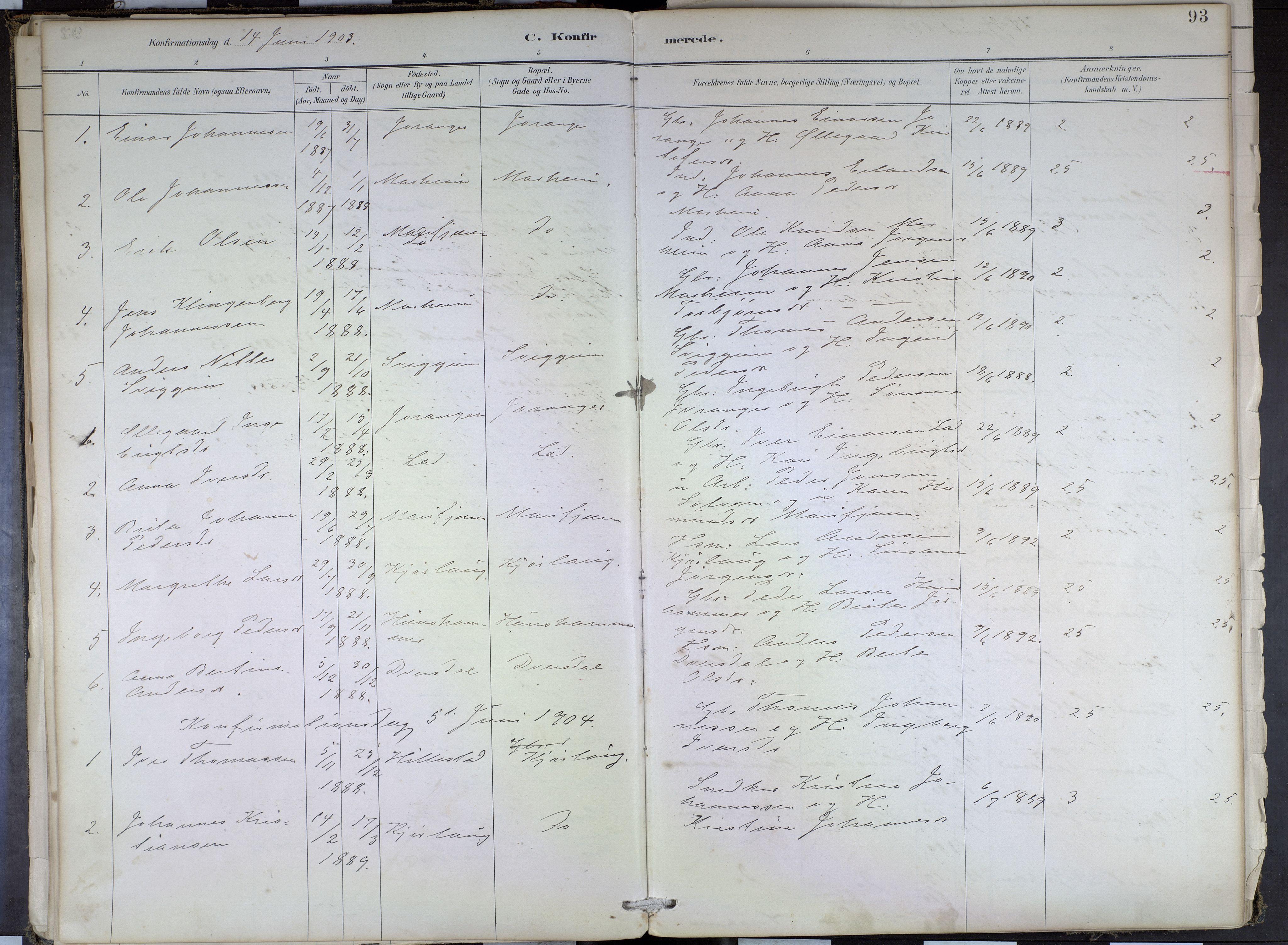 Hafslo sokneprestembete, AV/SAB-A-80301/H/Haa/Haae/L0001: Parish register (official) no. E 1, 1886-1934, p. 93