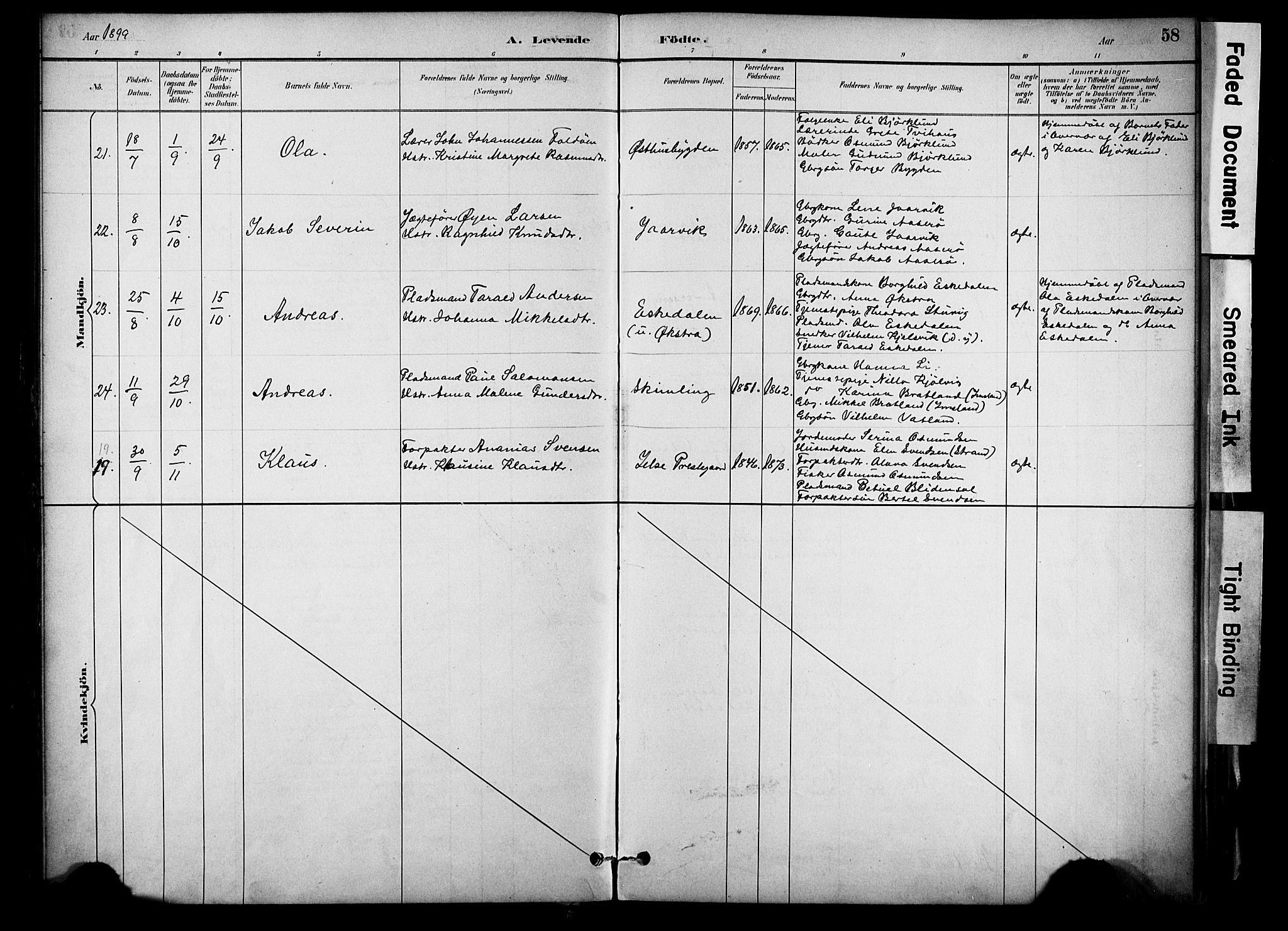 Jelsa sokneprestkontor, AV/SAST-A-101842/01/IV: Parish register (official) no. A 10, 1884-1906, p. 58