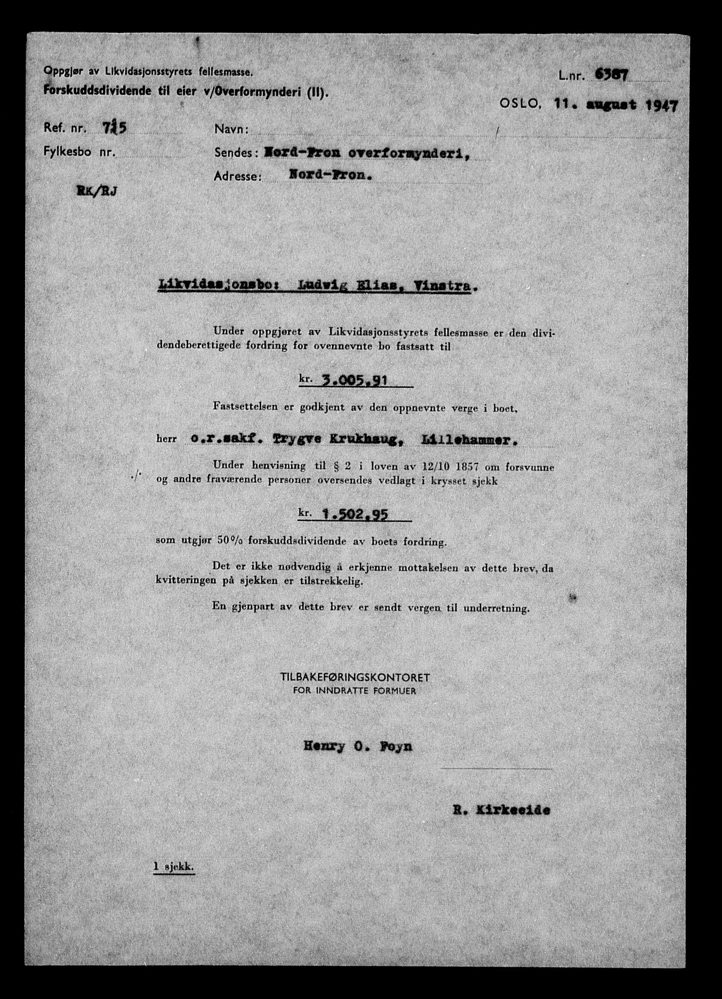 Justisdepartementet, Tilbakeføringskontoret for inndratte formuer, RA/S-1564/H/Hc/Hcd/L0995: --, 1945-1947, p. 194