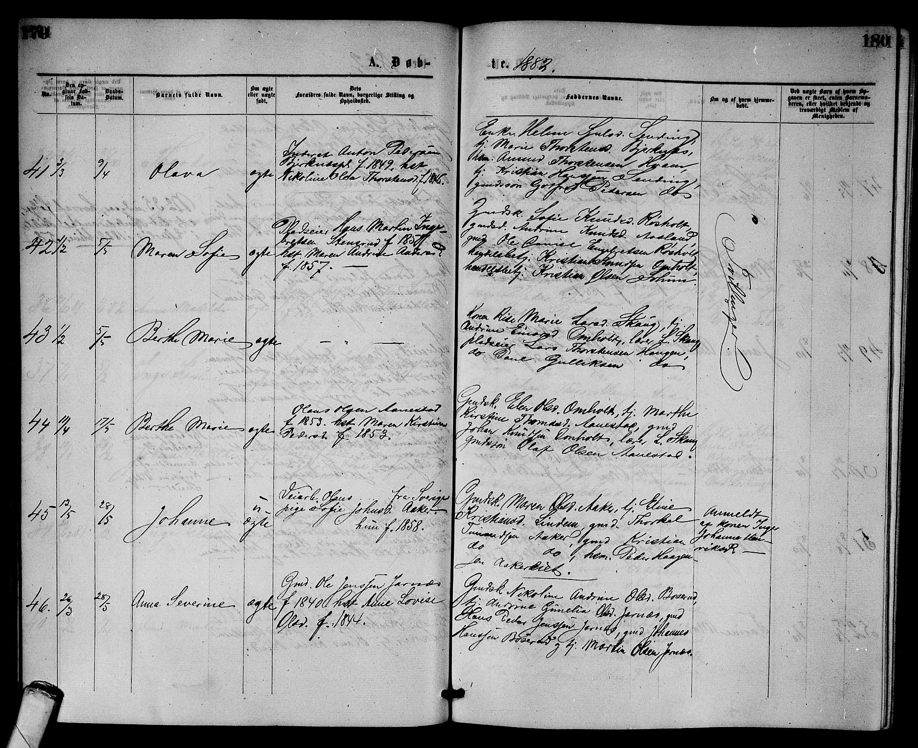 Sandsvær kirkebøker, AV/SAKO-A-244/G/Gb/L0001: Parish register (copy) no. II 1, 1874-1885, p. 179-180