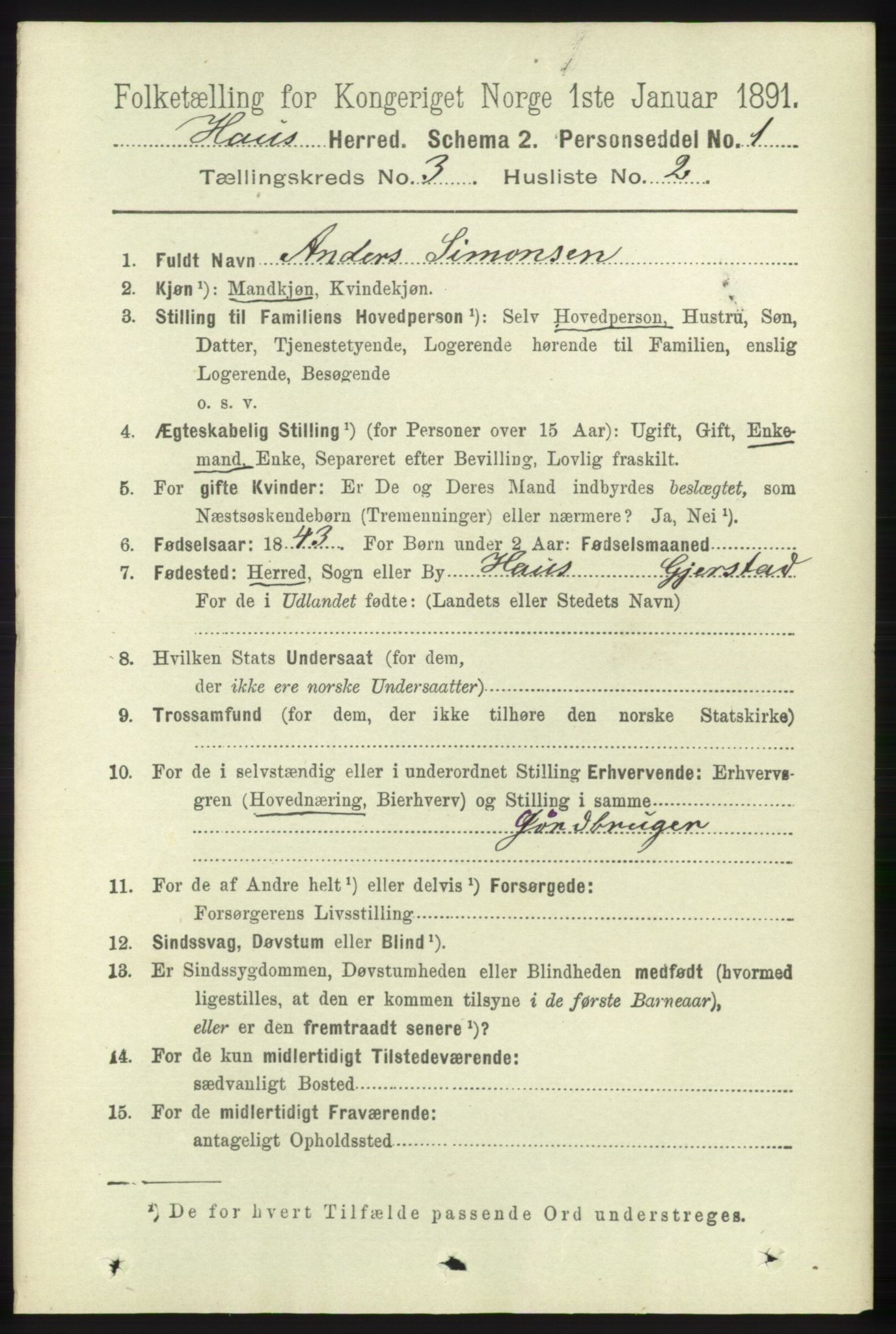 RA, 1891 census for 1250 Haus, 1891, p. 966