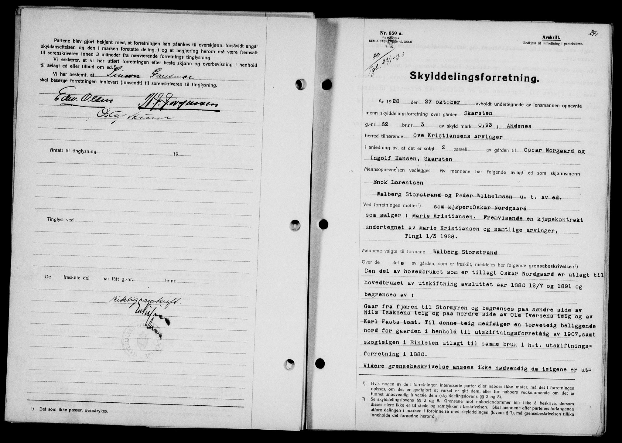 Vesterålen sorenskriveri, SAT/A-4180/1/2/2Ca/L0050: Mortgage book no. 43, 1929-1930, Deed date: 23.01.1930